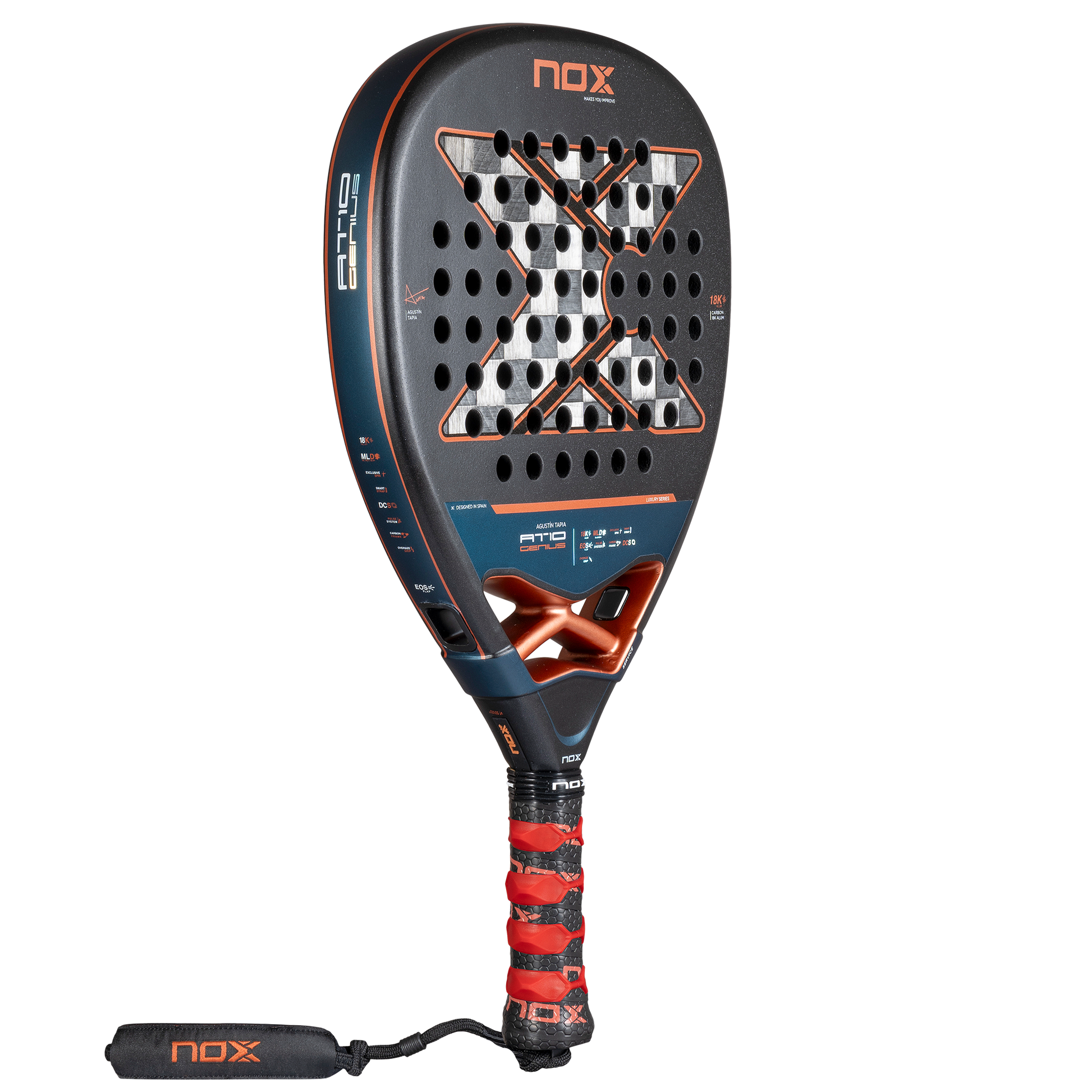 Main image of the NOX AT10 Genius ATTACK 18K Alum 2025 Padel racket inspired by Agustin Tapia which is available for sale at The Padel Shop NZ