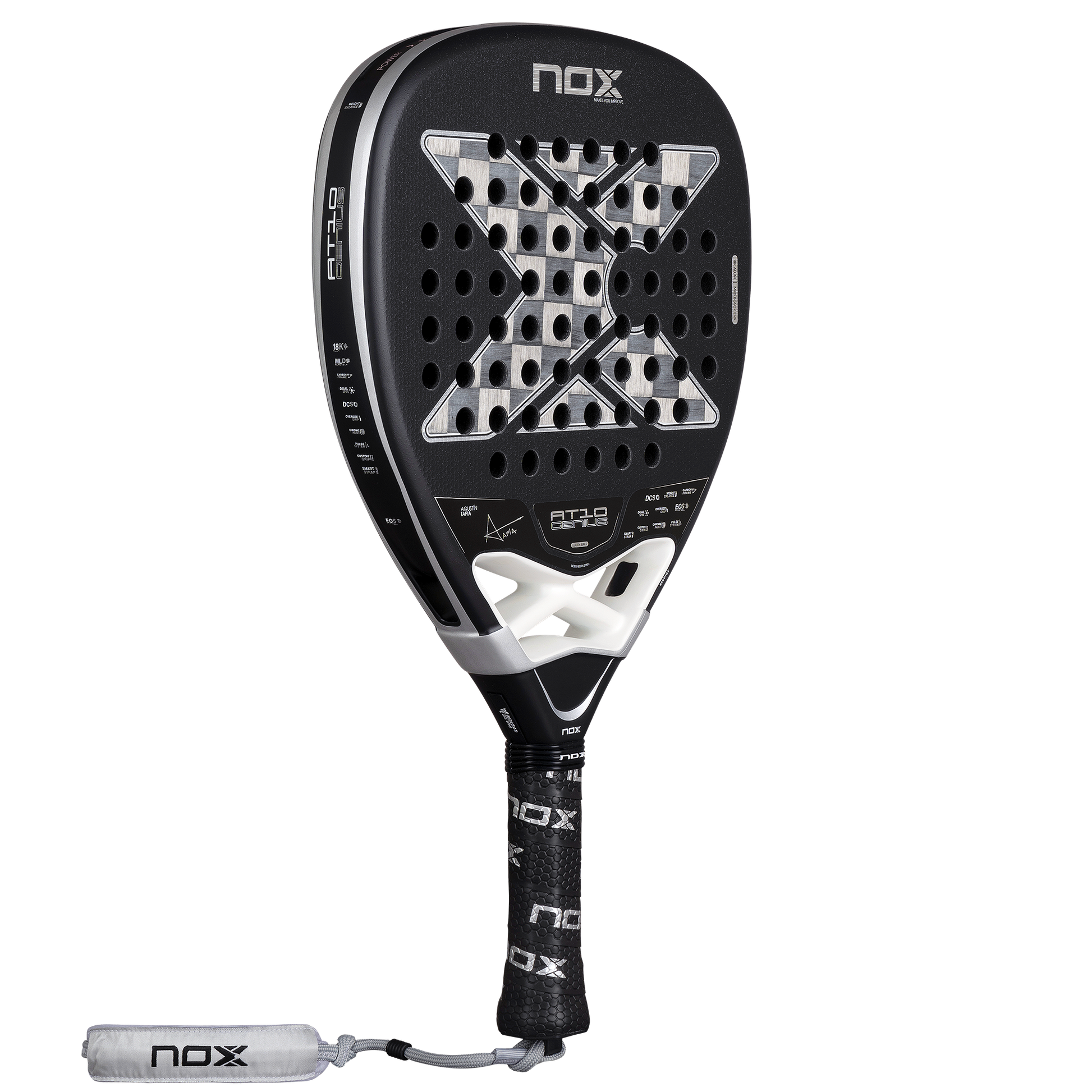 Main image of the NOX AT10 Genius ATTACK 18k Alum pale racket available in New Zealand from ThePadelShop.co.nz