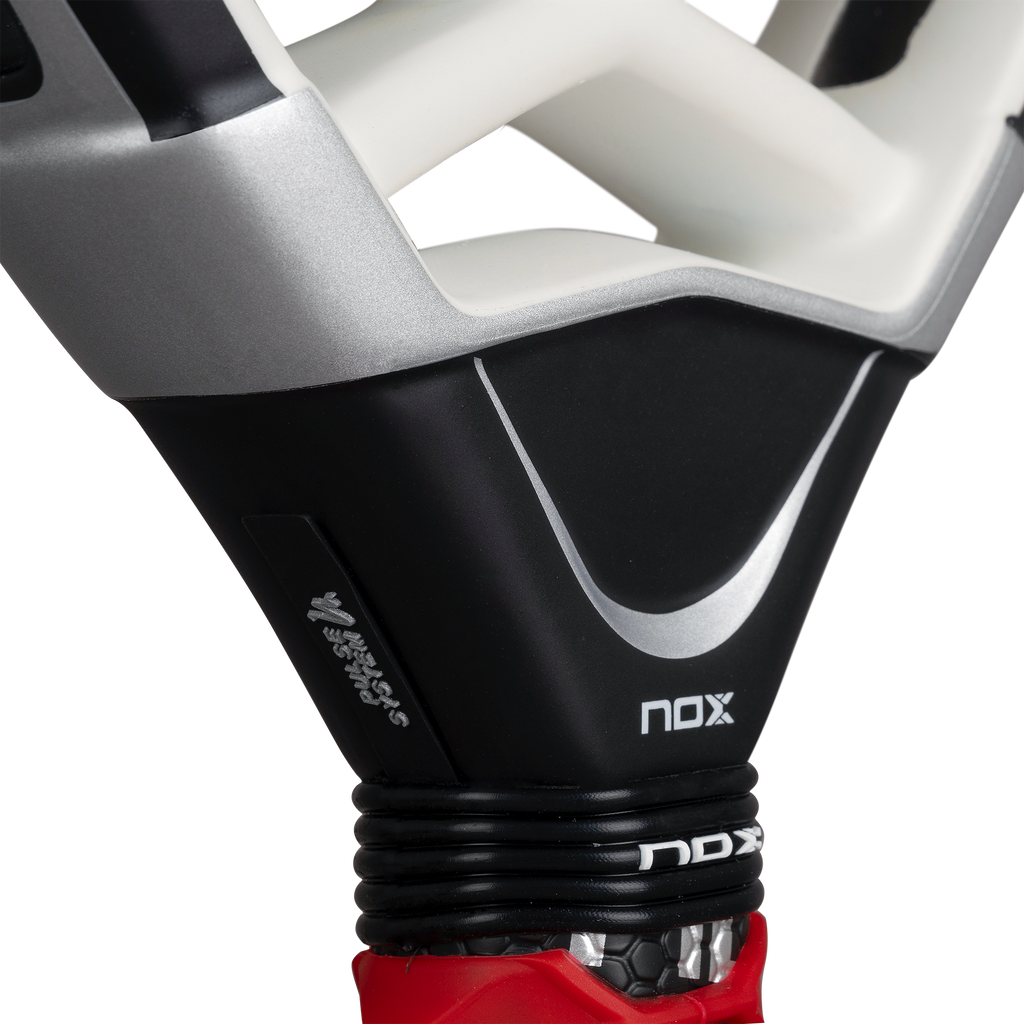 Close up of pulse system of the NOX AT10 Genius ATTACK 18k Alum padel racket available in New Zealand from ThePadelShop.co.nz