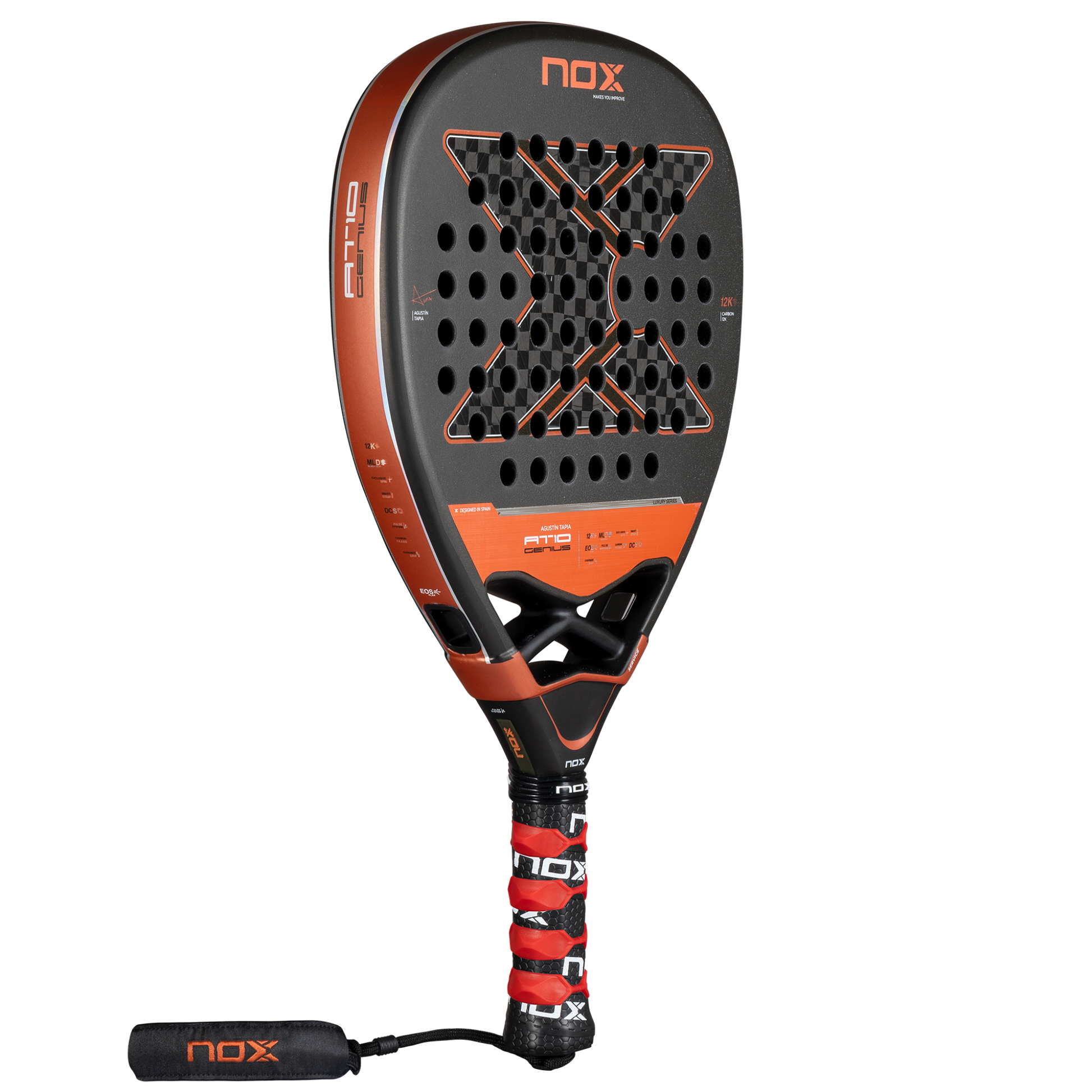 Main image of the NOX AT10 Genius ATTACK 12K 2025 padel racket inspired by Agustin Tapia that is available in New Zealand from The Padel Shop NZ
