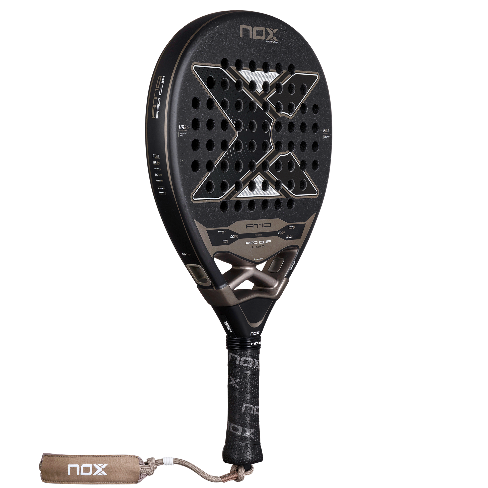 Front on image of the NOX AT10 Pro Cup Hard (2026) padel racket. Available at ThePadelShop.co.nz