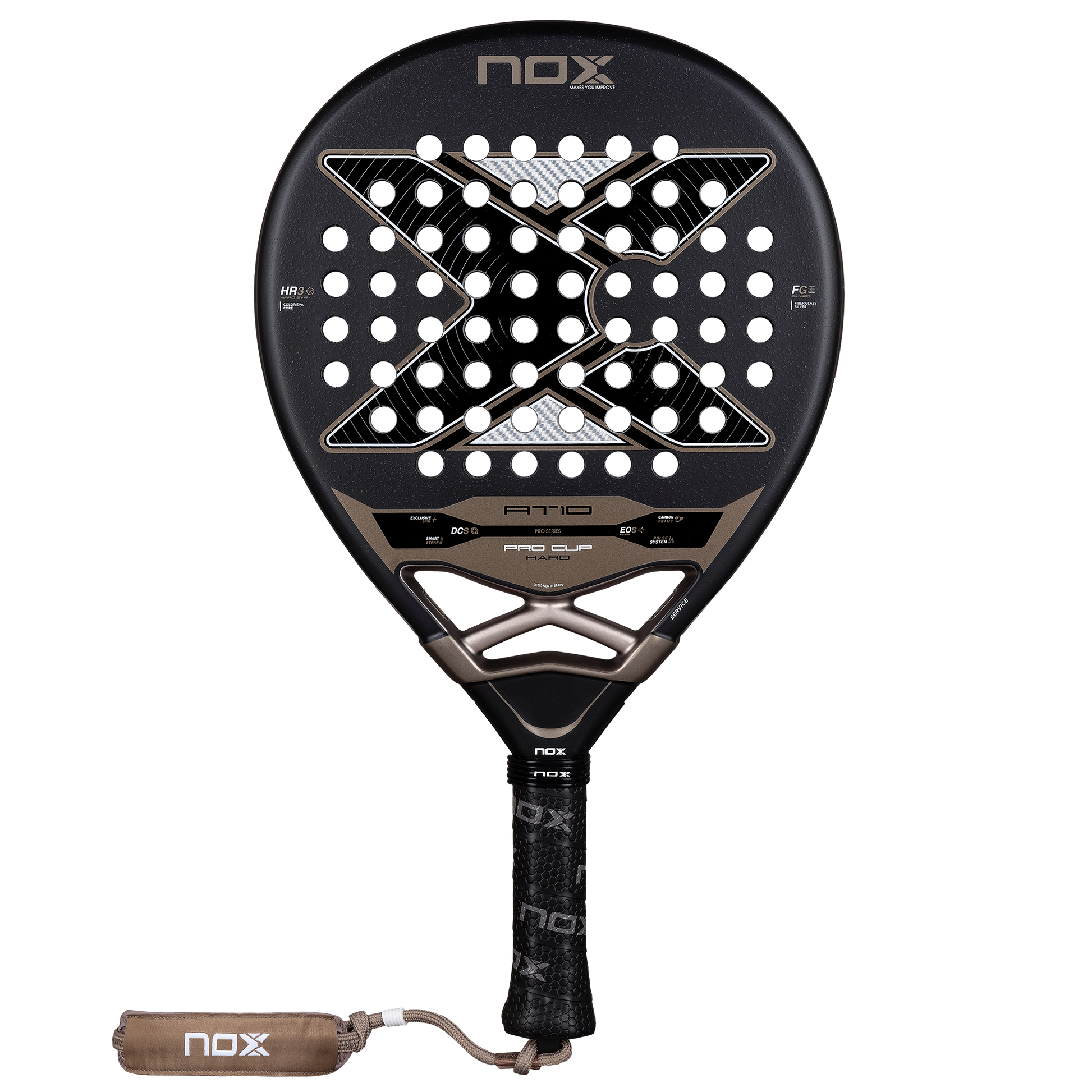 Flat, front on image of the NOX AT10 Pro Cup Hard (2026) padel racket. Available at ThePadelShop.co.nz