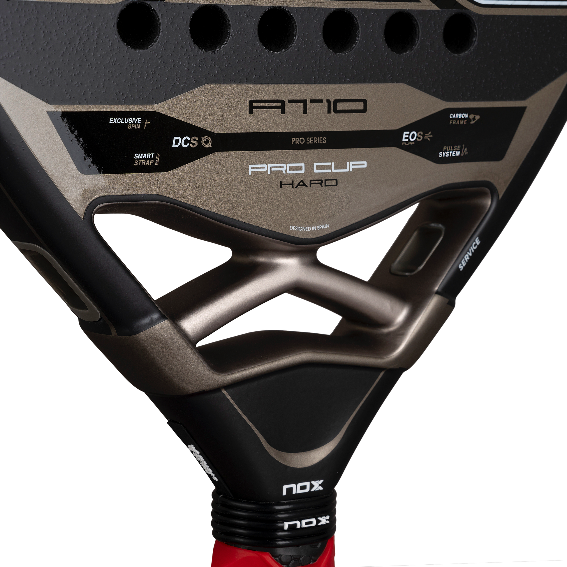 Mid-section of the NOX AT10 Pro Cup Hard (2026) padel racket. Available at ThePadelShop.co.nz