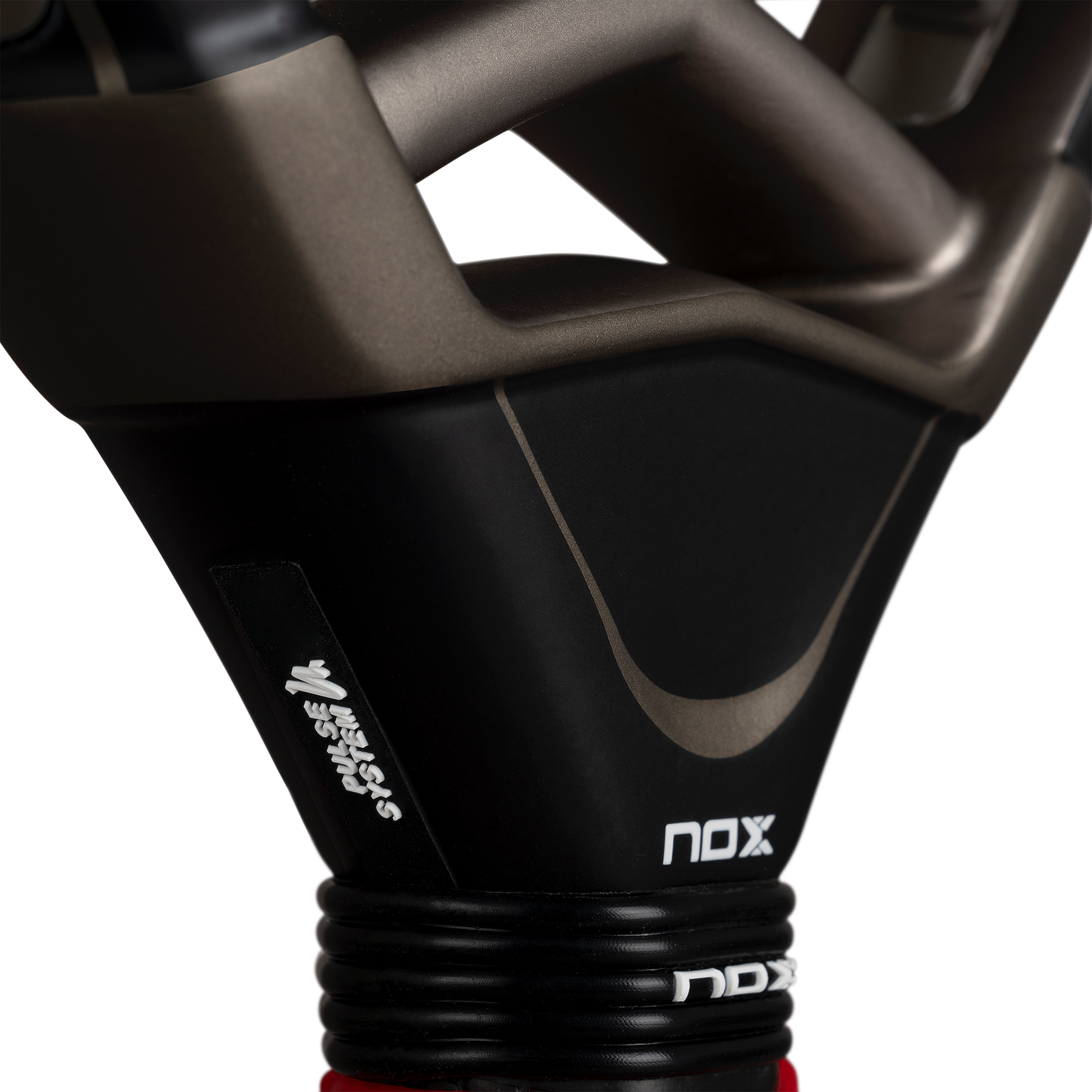 Neck of the NOX AT10 Pro Cup Hard (2026) padel racket. Available at ThePadelShop.co.nz