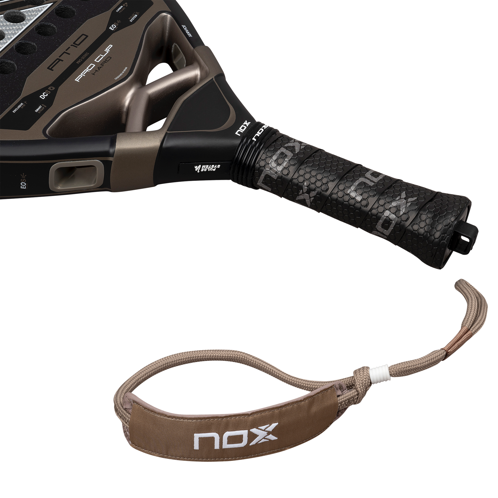 Handle of the NOX AT10 Pro Cup Hard (2026) padel racket. Available at ThePadelShop.co.nz