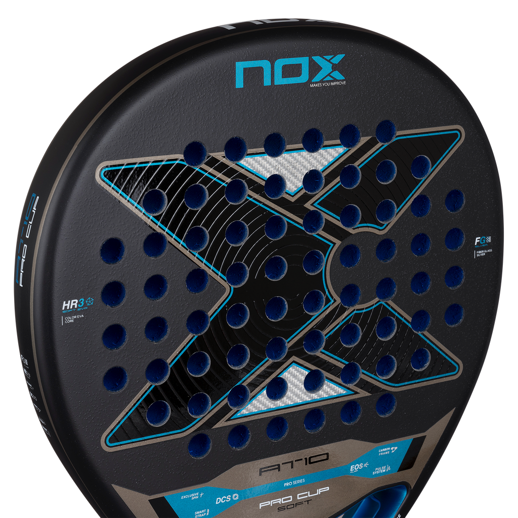 Close up of Face of the NOX AT10 Pro Cup SOFT 2026 Padel racket Available from ThePadelShop.co.nz