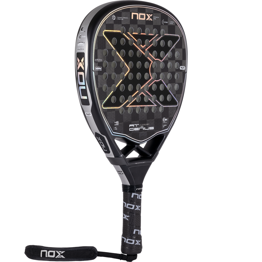 Nox Luxury Genius Attack 18K paddel racquet available at thepadelshop.co.nz