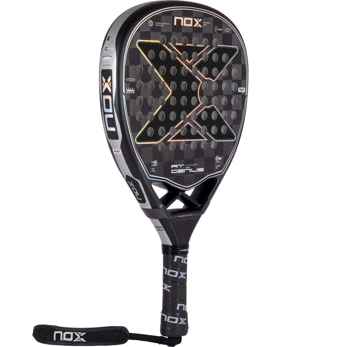 Nox Luxury Genius Attack 18K paddel racquet available at thepadelshop.co.nz