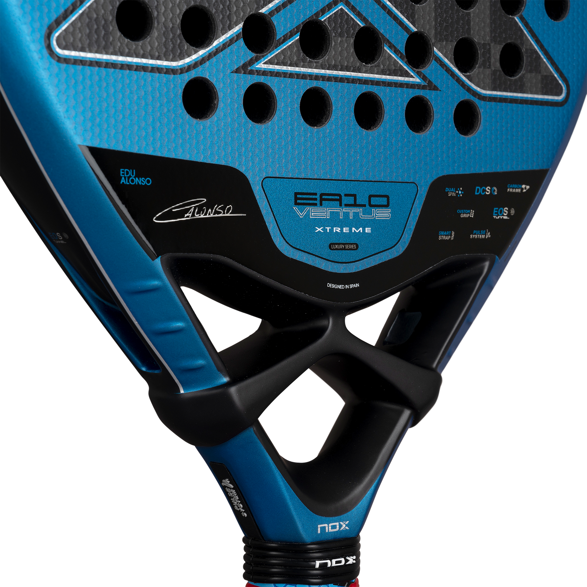 Close up of heart of the NOX EA10 Ventus Attack 12k Xtrem 2026 Padel racket by Edu Alonso available in New Zealand from ThePadelShop.co.nz