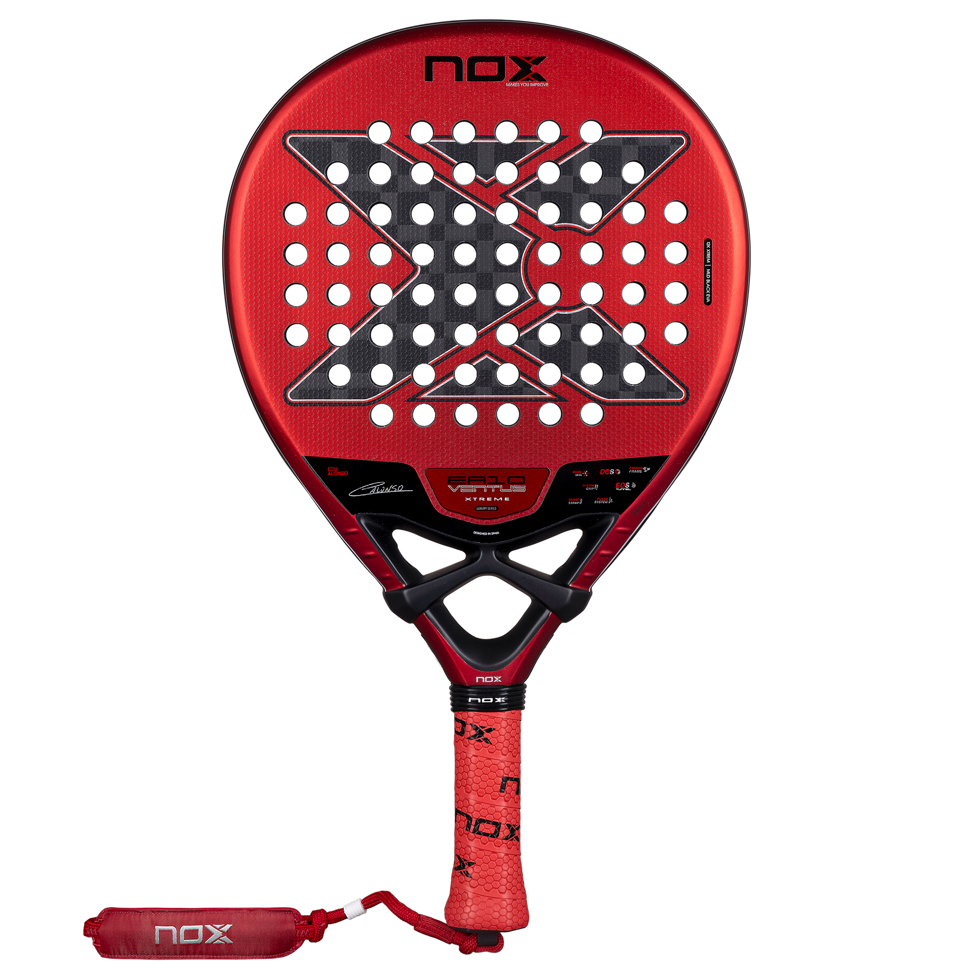 Front on image of the NOX EA10 Ventus Hybrid 12K XTREM padel racket. Available at ThePadelShop.co.nz