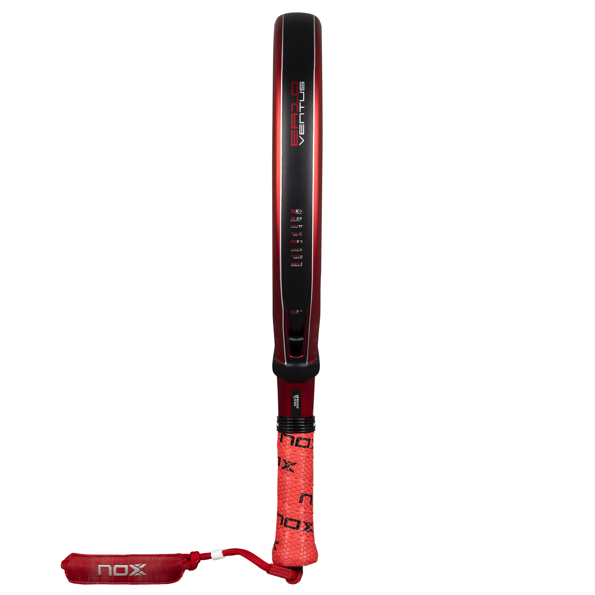 Side-on image of the NOX EA10 Ventus Hybrid 12K XTREM padel racket. Available at ThePadelShop.co.nz