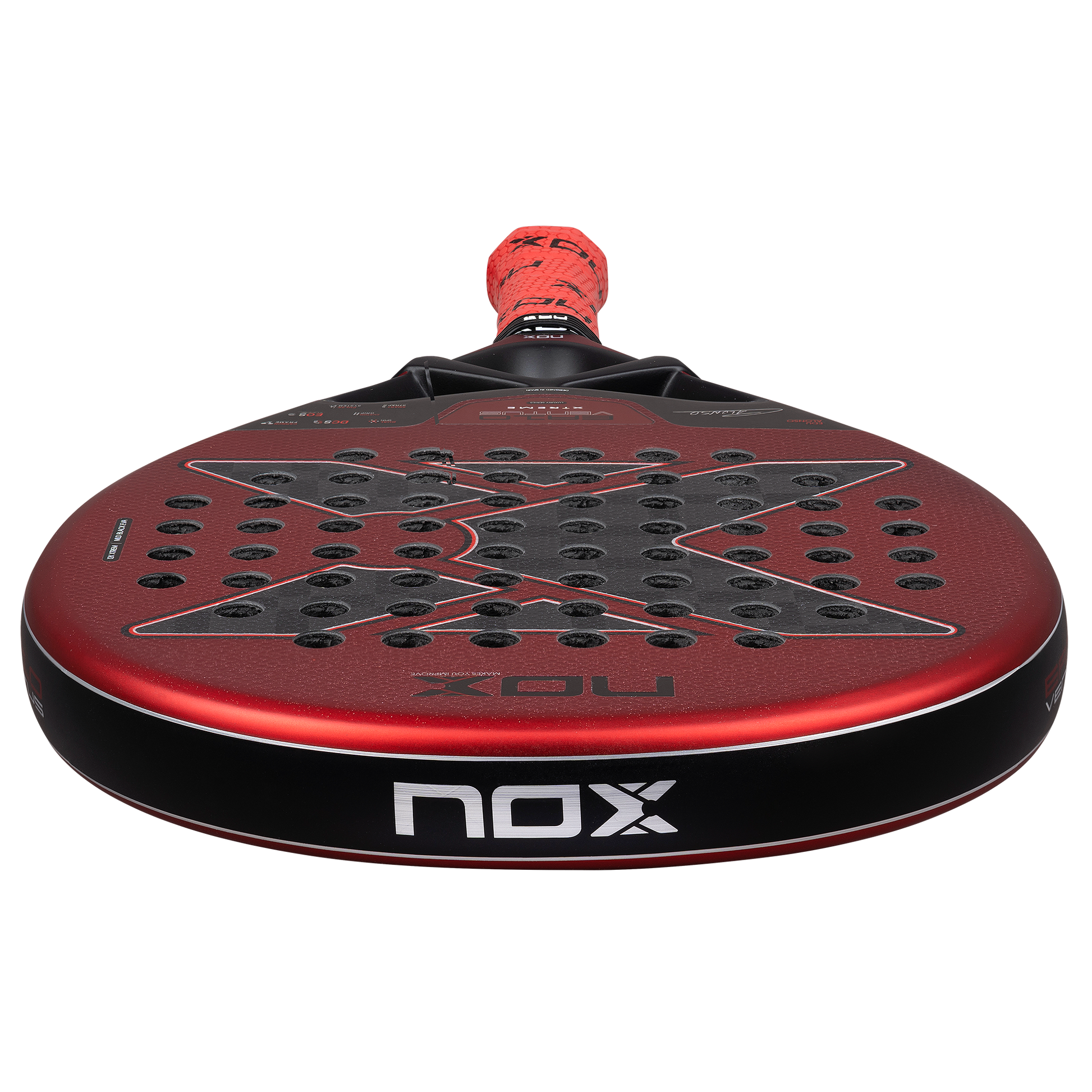 Top down, flat image of the NOX EA10 Ventus Hybrid 12K XTREM padel racket. Available at ThePadelShop.co.nz