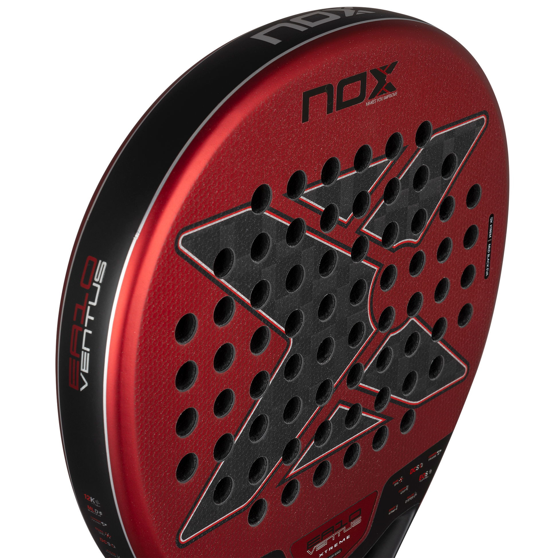 Top section of the NOX EA10 Ventus Hybrid 12K XTREM padel racket. Available at ThePadelShop.co.nz