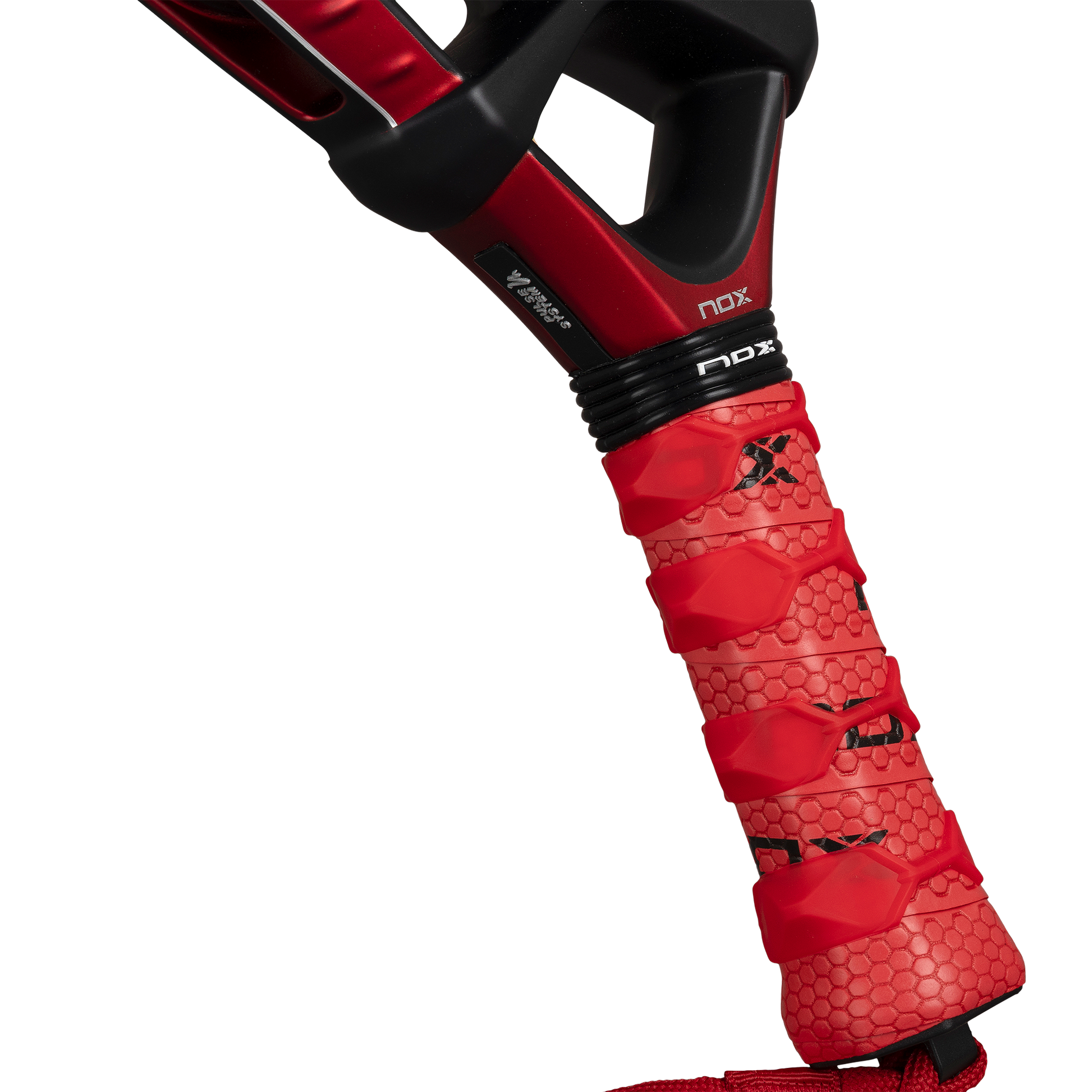 Bottom half and grip of the NOX EA10 Ventus Hybrid 12K XTREM padel racket. Available at ThePadelShop.co.nz