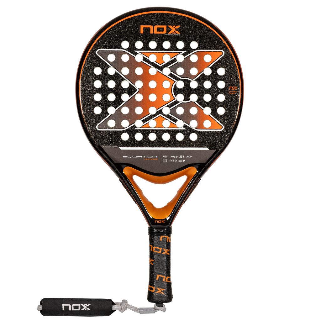 Face on image of the NOX Equation Advanced Orange Padel Racket 2024 available for at thepadelshop.co.nz