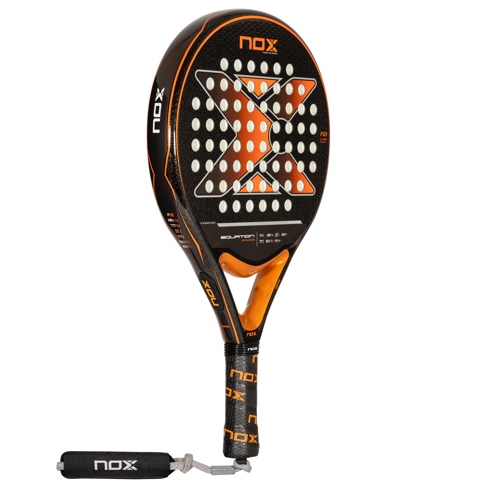 The main image of the NOX Equation Advanced Orange Padel Racket 2024 available for at thepadelshop.co.nz