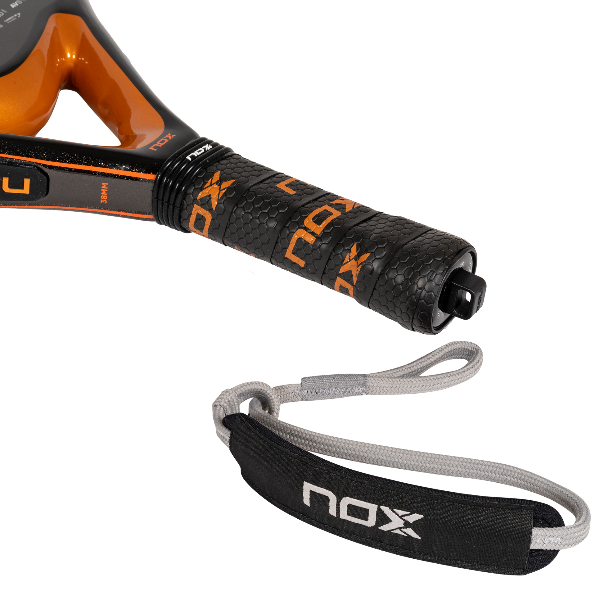 the Smartstrap on the NOX Equation Advanced Orange Padel Racket 2024 available for at thepadelshop.co.nz