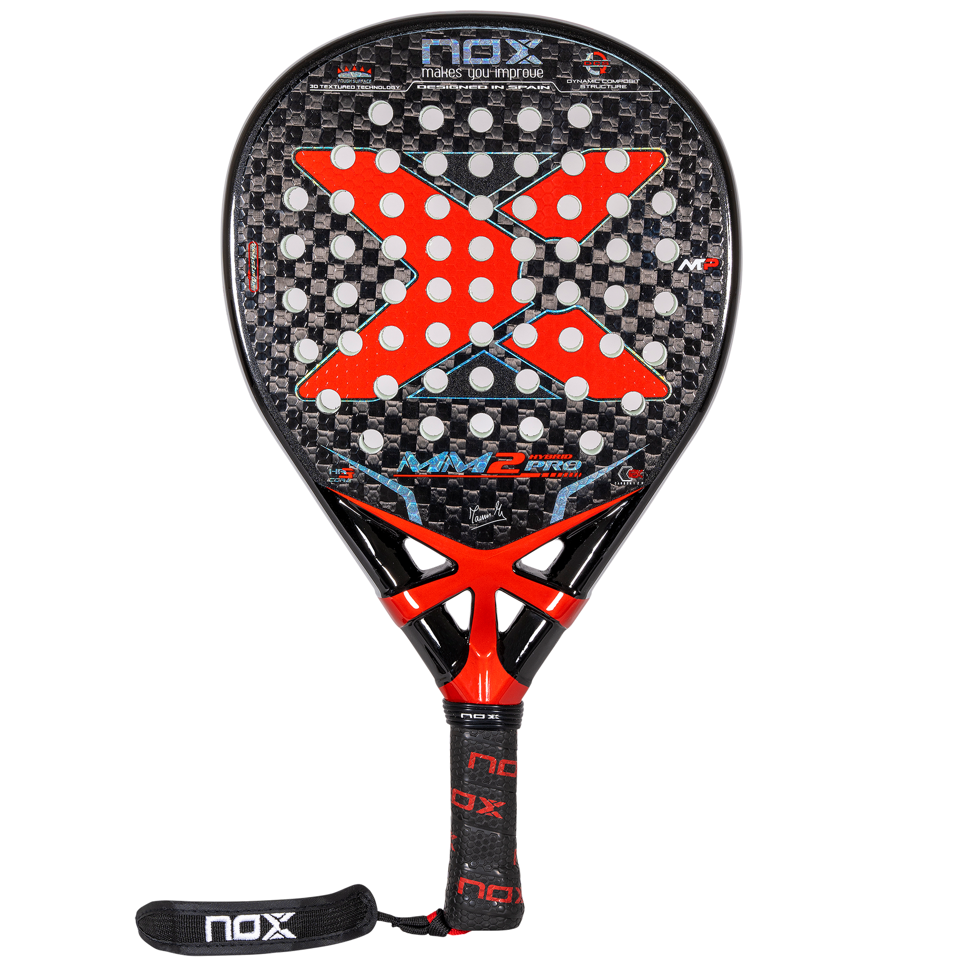 Front view of the MM2 Hybrid Pro Padel Racket on sale in NZ at thepadelshop.co.nz