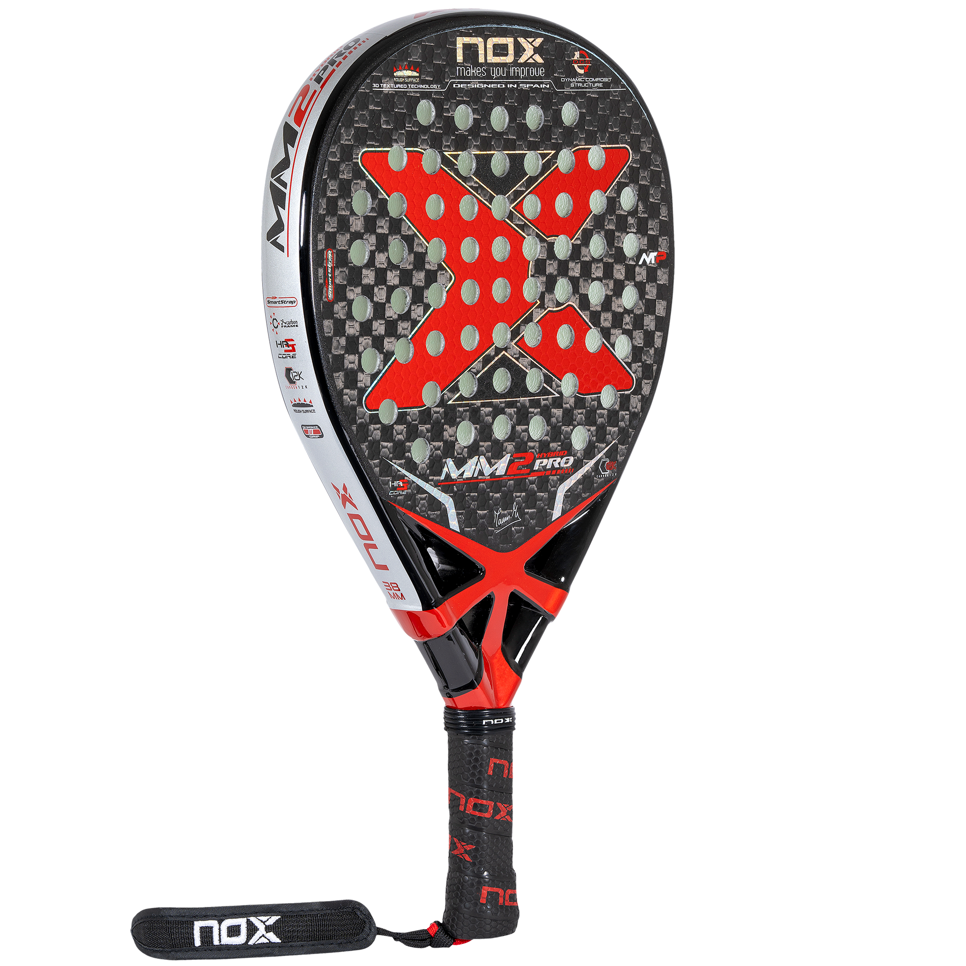 Side on view of the MM2 Hybrid Pro Padel Racket on sale in NZ at thepadelshop.co.nz