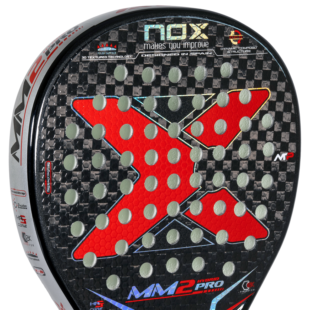 Close up on the top of the MM2 Hybrid Pro Padel Racket on sale in NZ at thepadelshop.co.nz