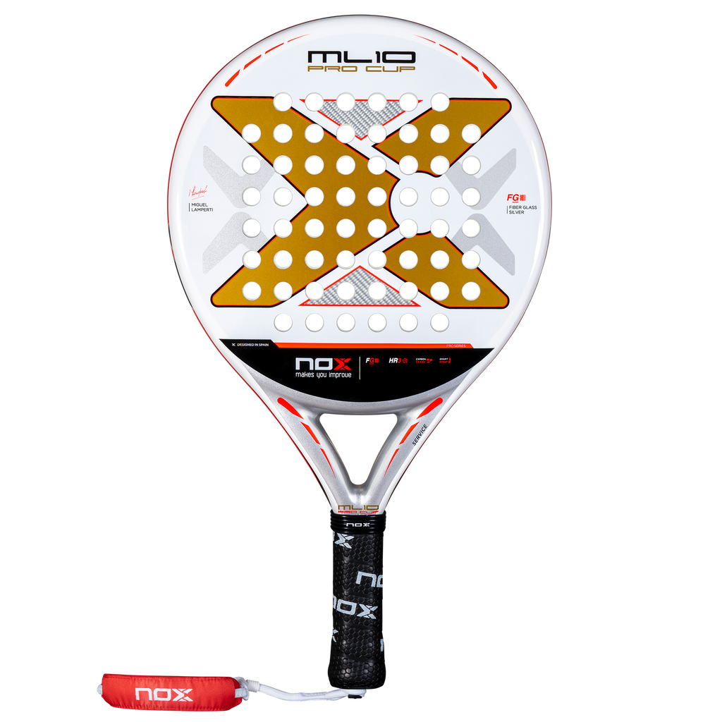 Front image of the NOX ML10 Pro Cup 2025 padel racket inspired by Miguel Lampertti, that is now available in New Zealand from The Padel Shop NZ