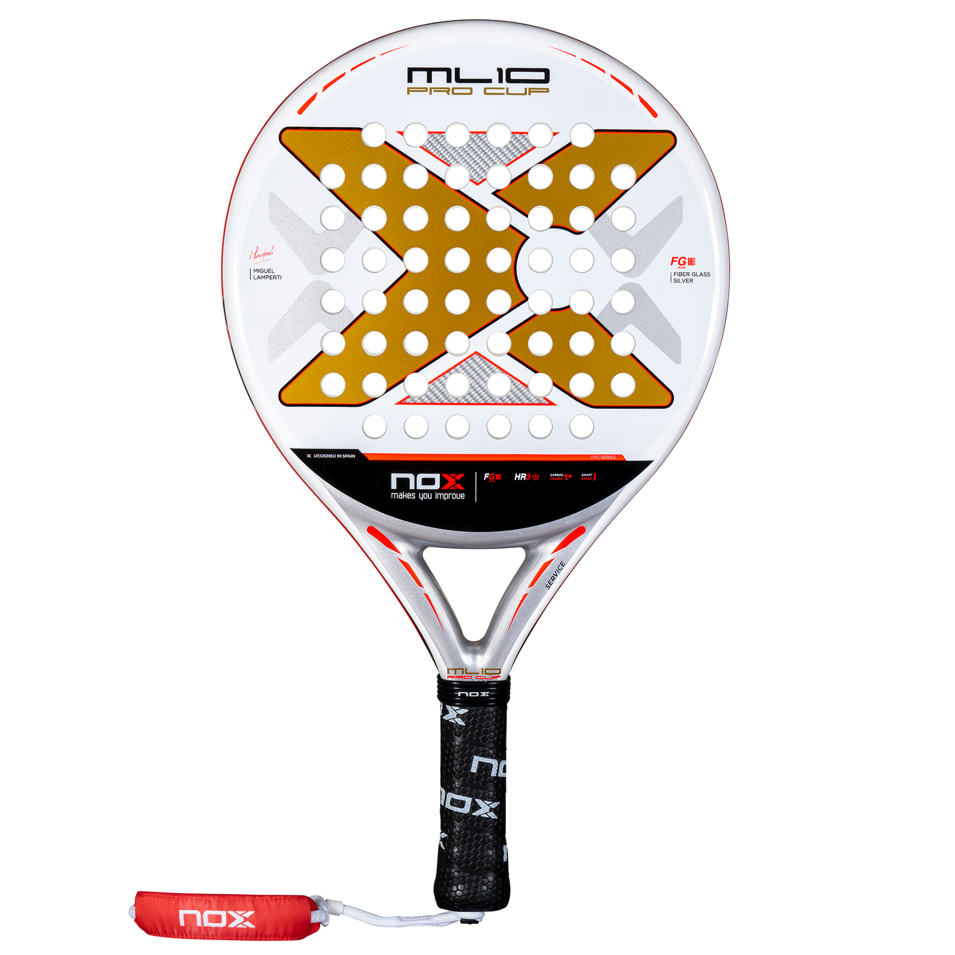 Front image of the NOX ML10 Pro Cup 2025 padel racket inspired by Miguel Lampertti, that is now available in New Zealand from The Padel Shop NZ
