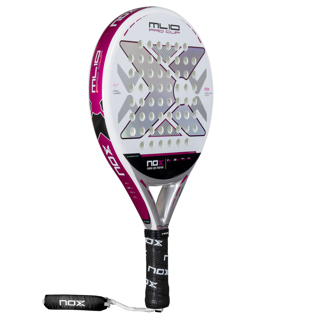 Main view of the NOX ML10 Pro Cup Silver Padel Racket available in New Zealand from ThePadelShop.co.nz