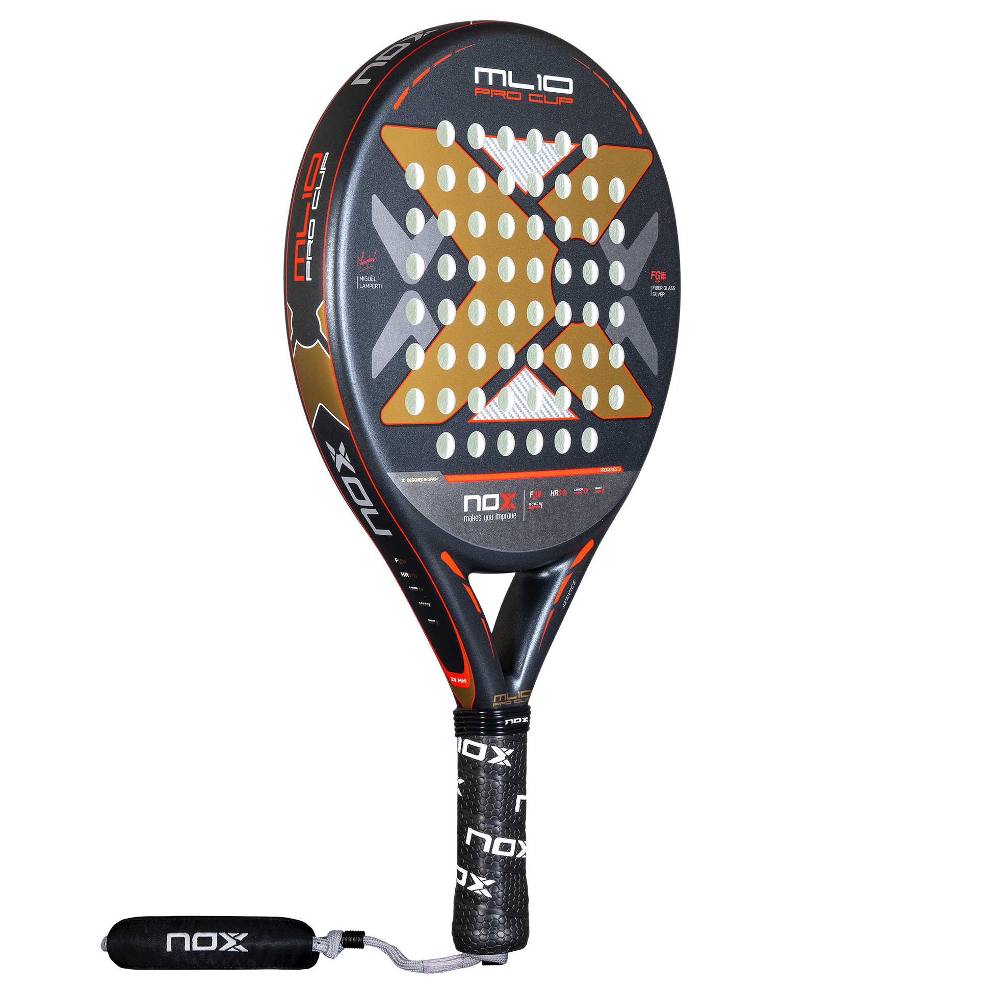 Main view of the 2025 NOX ML10 Pro Cup Rough Surface Edition Padel racket by Miguel Lamperti available in New Zealand from ThePadelShop.co.nz 