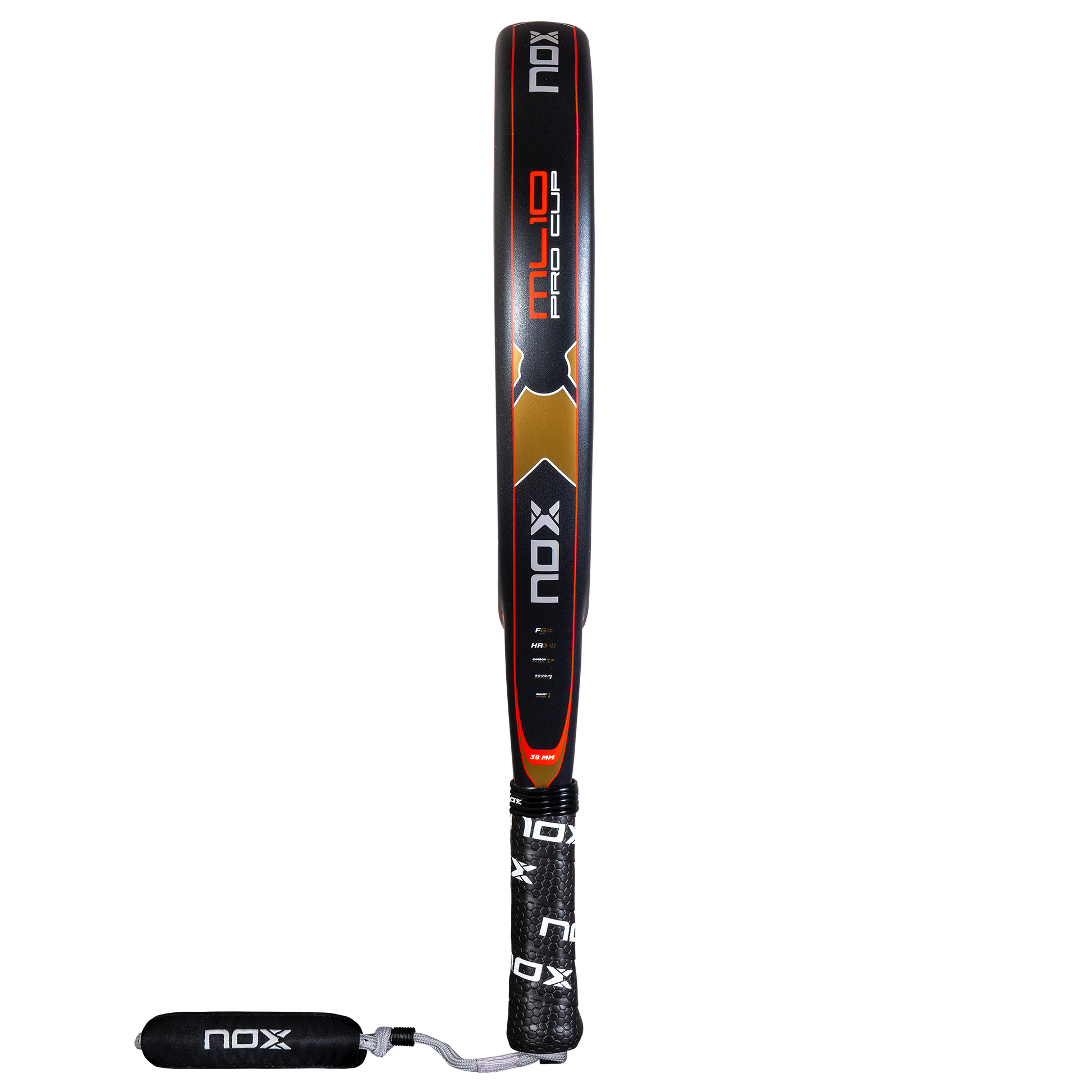 Side view of the 2025 NOX ML10 Pro Cup Rough Surface Edition Padel racket by Miguel Lamperti available in New Zealand from ThePadelShop.co.nz 