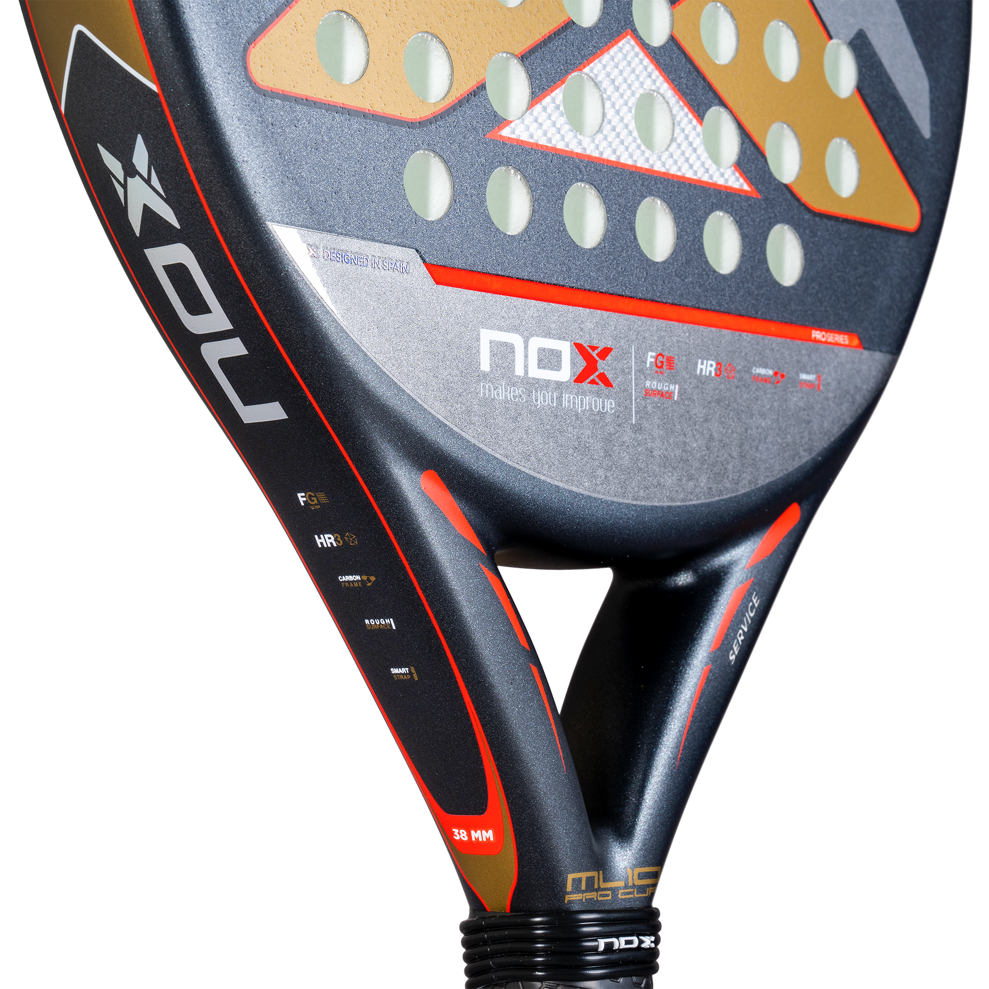 Close up of the heart of the 2025 NOX ML10 Pro Cup Rough Surface Edition Padel racket by Miguel Lamperti available in New Zealand from ThePadelShop.co.nz 