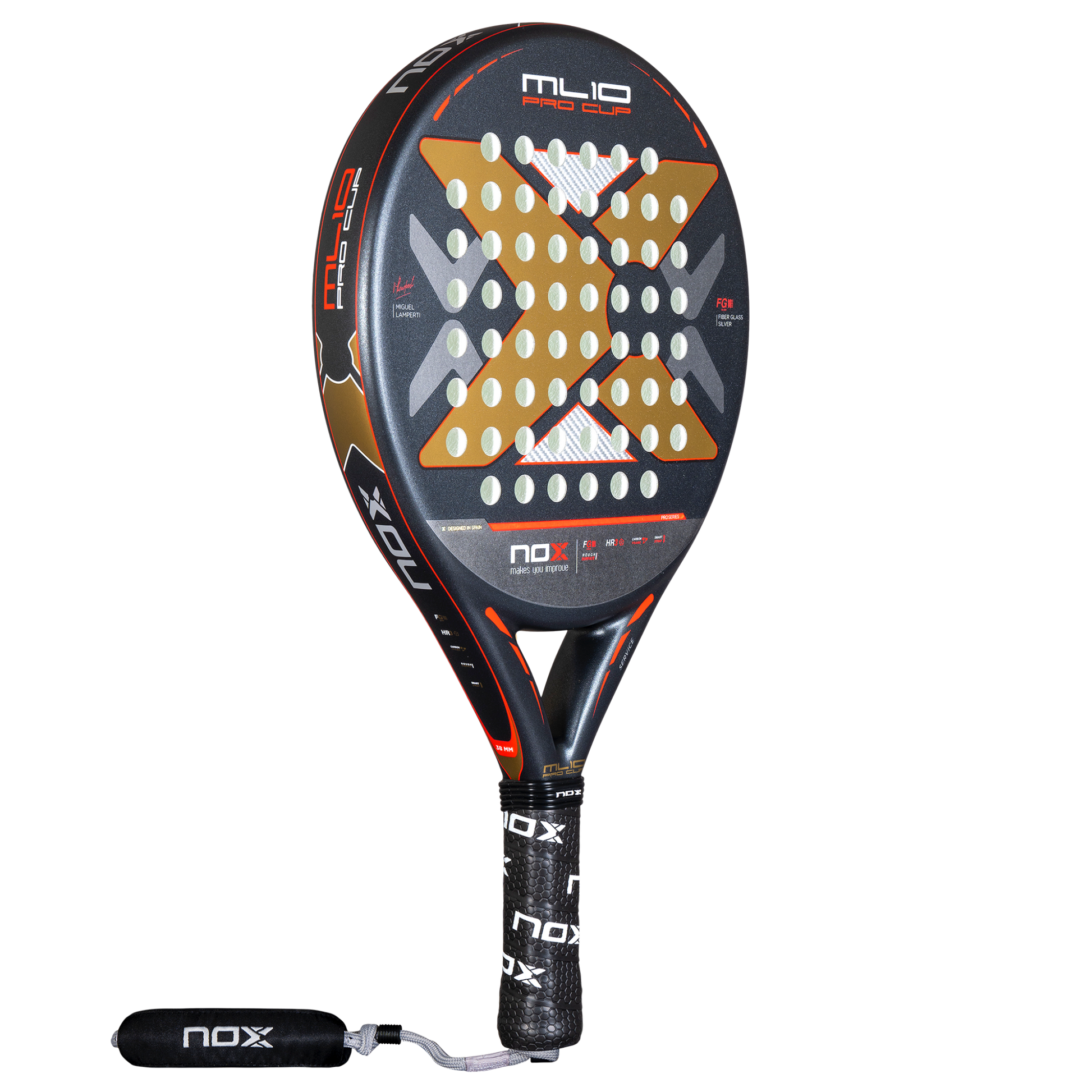 Main view of the 2025 NOX ML10 Pro Cup Rough Surface Edition Padel racket by Miguel Lamperti available in New Zealand from ThePadelShop.co.nz 