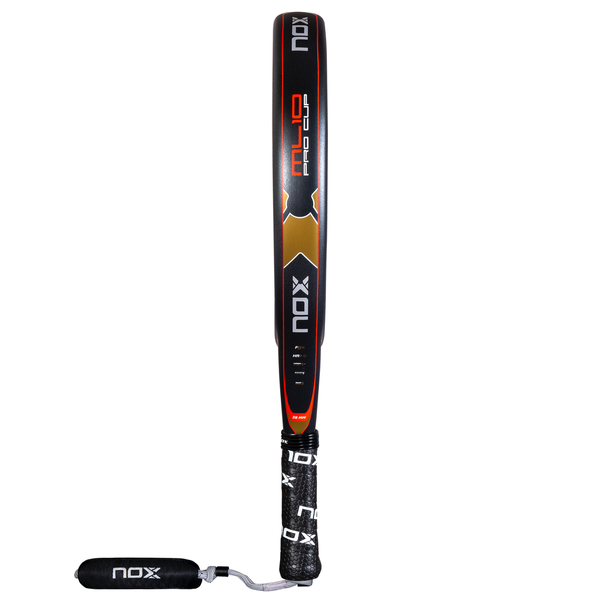 Side view of the 2025 NOX ML10 Pro Cup Rough Surface Edition Padel racket by Miguel Lamperti available in New Zealand from ThePadelShop.co.nz 