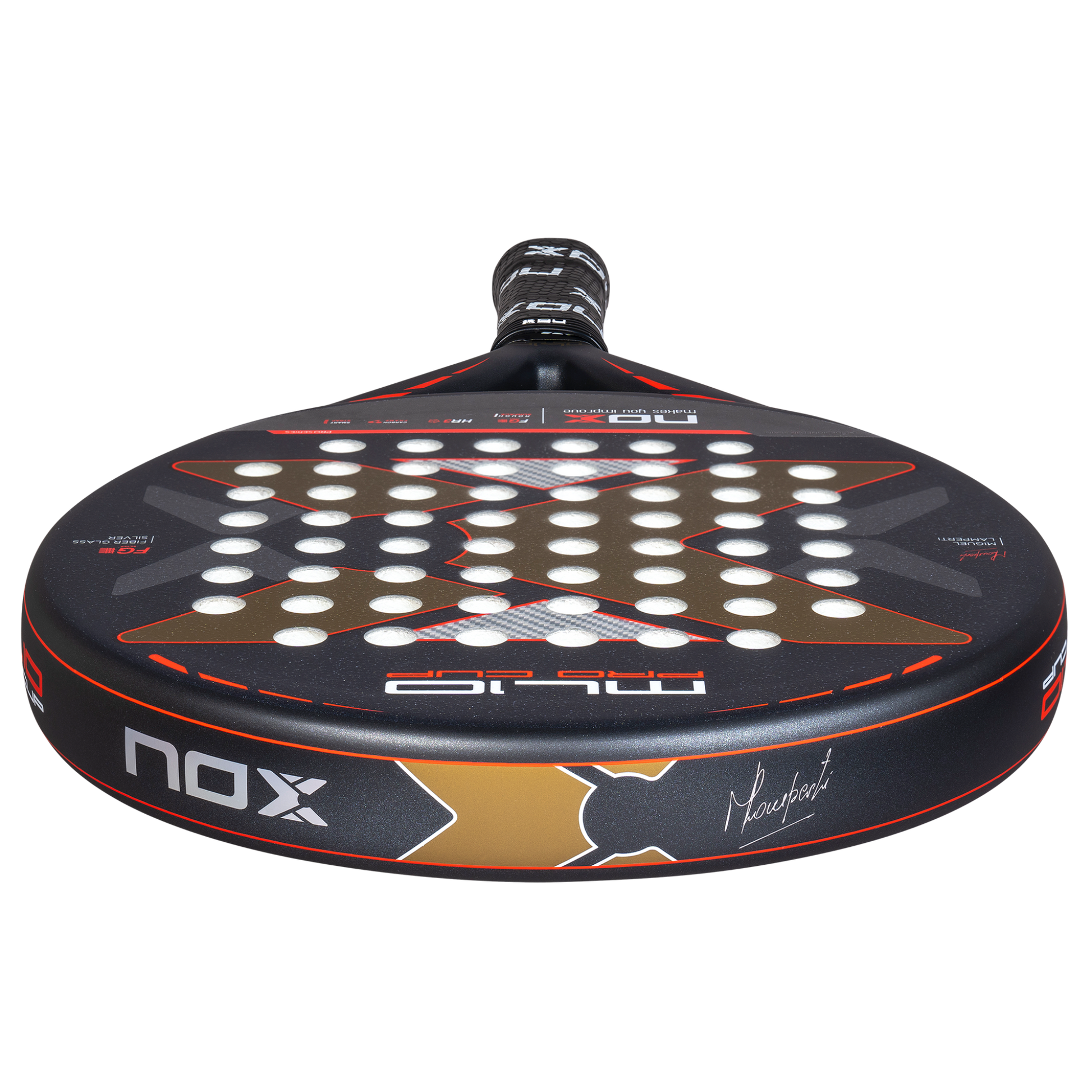 Top view of the 2025 NOX ML10 Pro Cup Rough Surface Edition Padel racket by Miguel Lamperti available in New Zealand from ThePadelShop.co.nz 