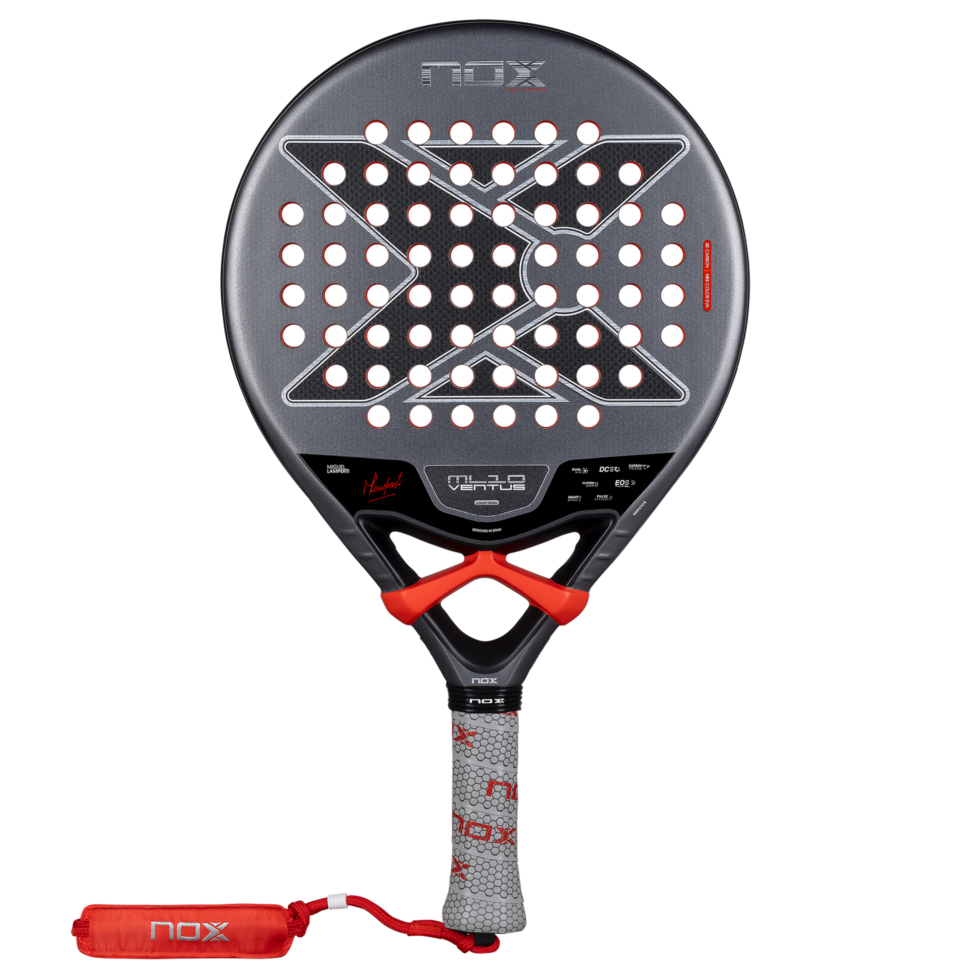 Front image of the NOX ML10 Ventus Control 3k (2026) padel racket by Miguel Lamperti available in New Zealand from ThePadelShop.co.nz