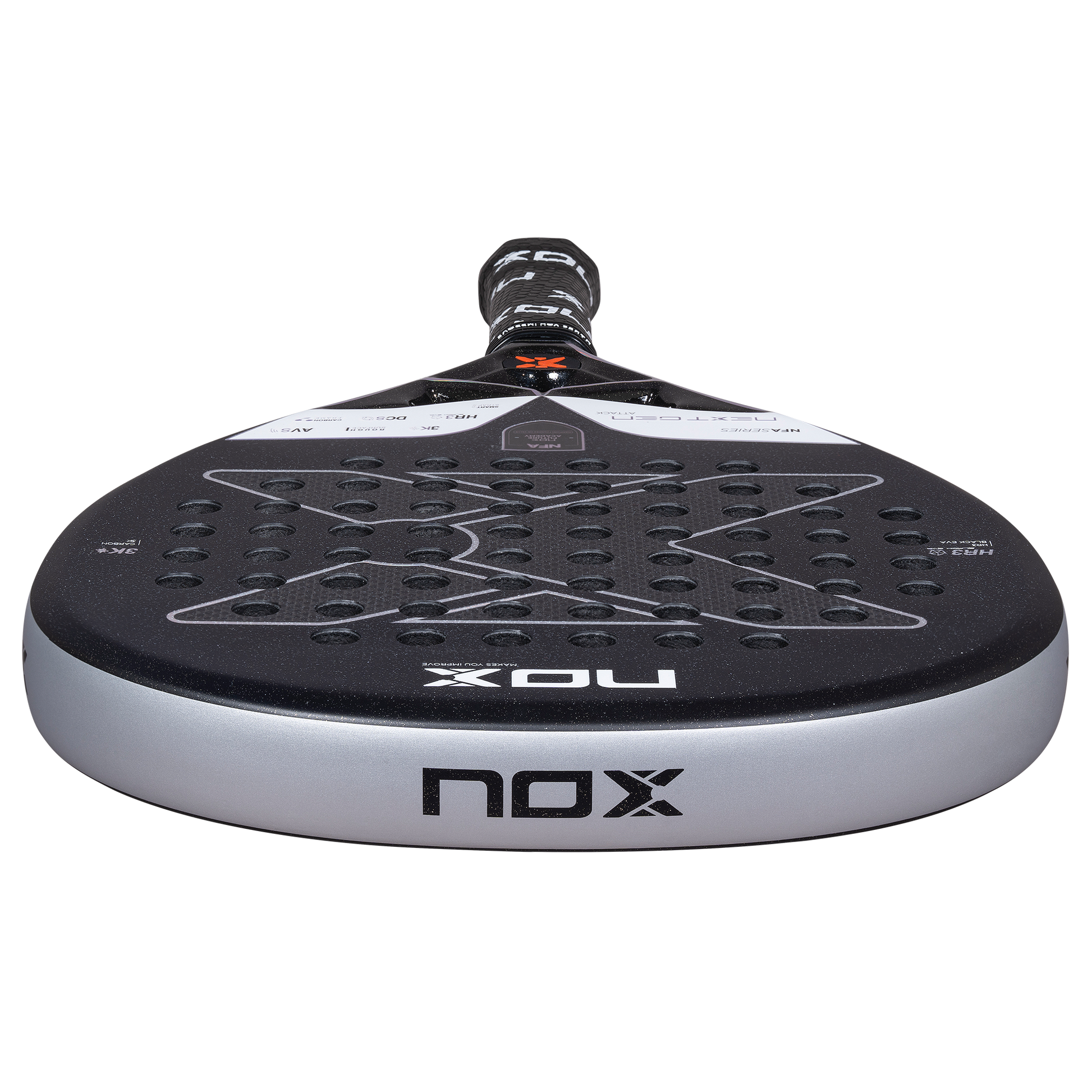 Top view of the NOX Nextgen Pro Attack 3k Padel Racket