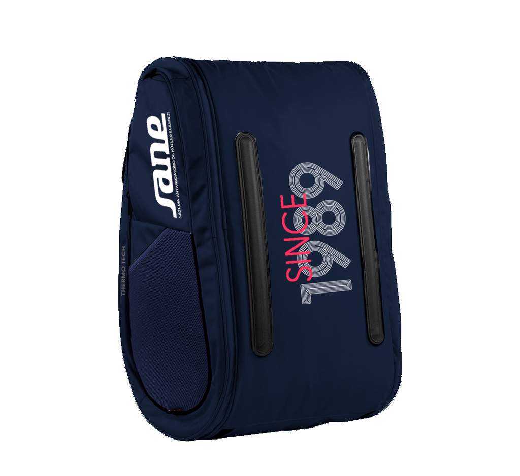 Bottom of the bag image of the SANE Pro Sport Blue padel racket bag now available in New Zealand from ThePadelShop.co.nz