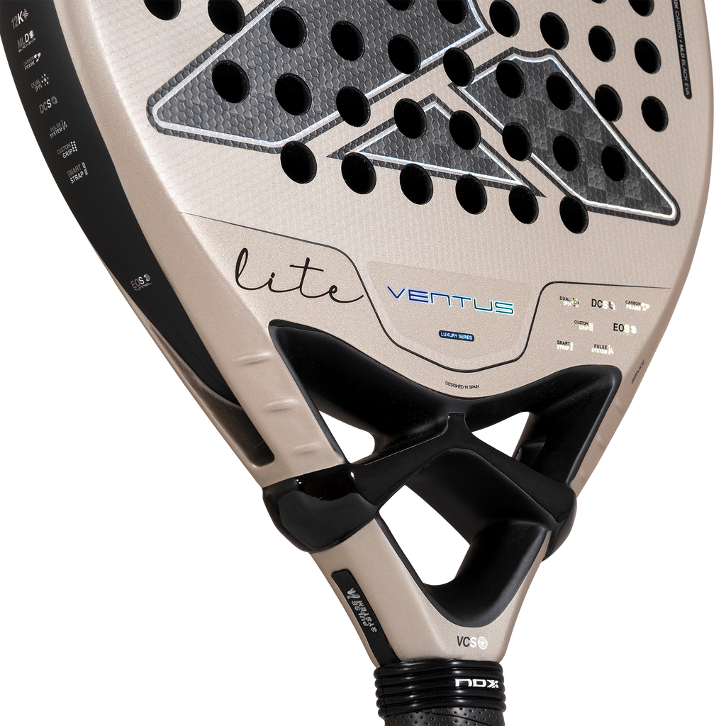 a close up of the heart of the Bronze Nox Ventus Hybrid 12K Lite (2027) padel racket available in New Zealand from ThePadelShop NZ