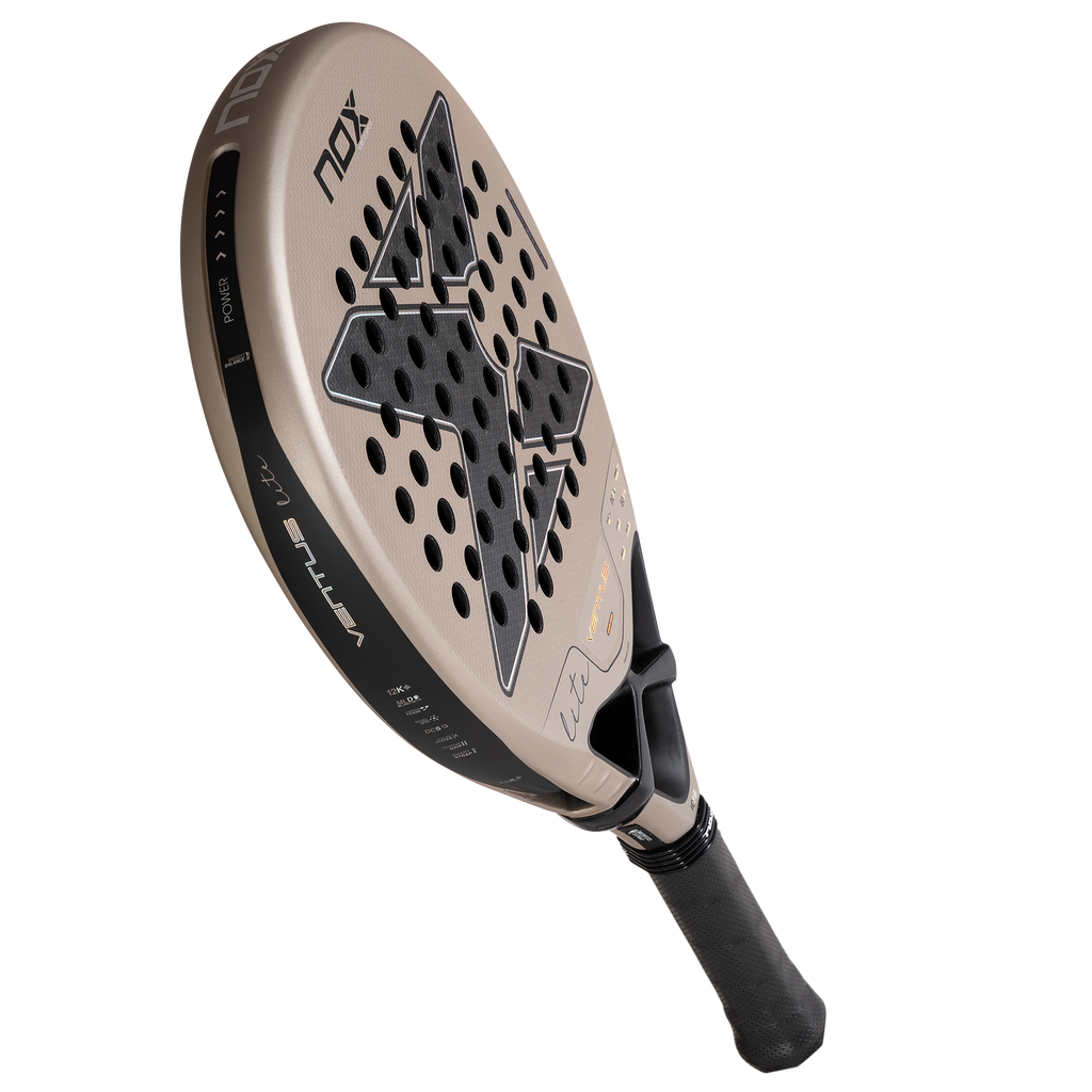 a floating image of the Bronze Nox Ventus Hybrid 12K Lite (2027) padel racket available in New Zealand from ThePadelShop NZ