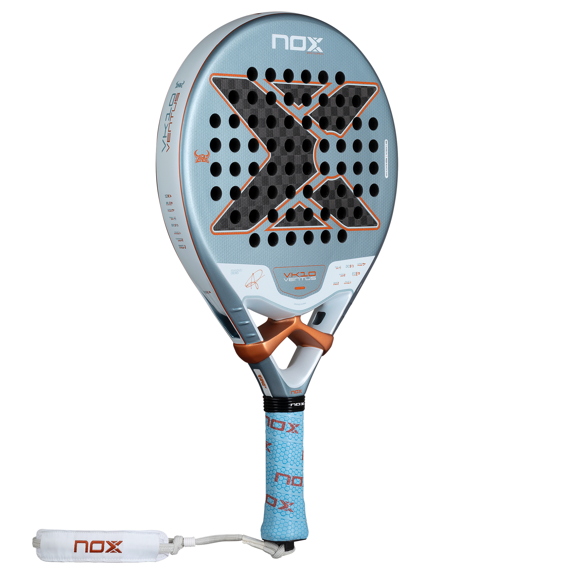 Front on image of the NOX VK10 Ventus CONTROL 12K  (2026) padel racket. Available at ThePadelShop.co.nz