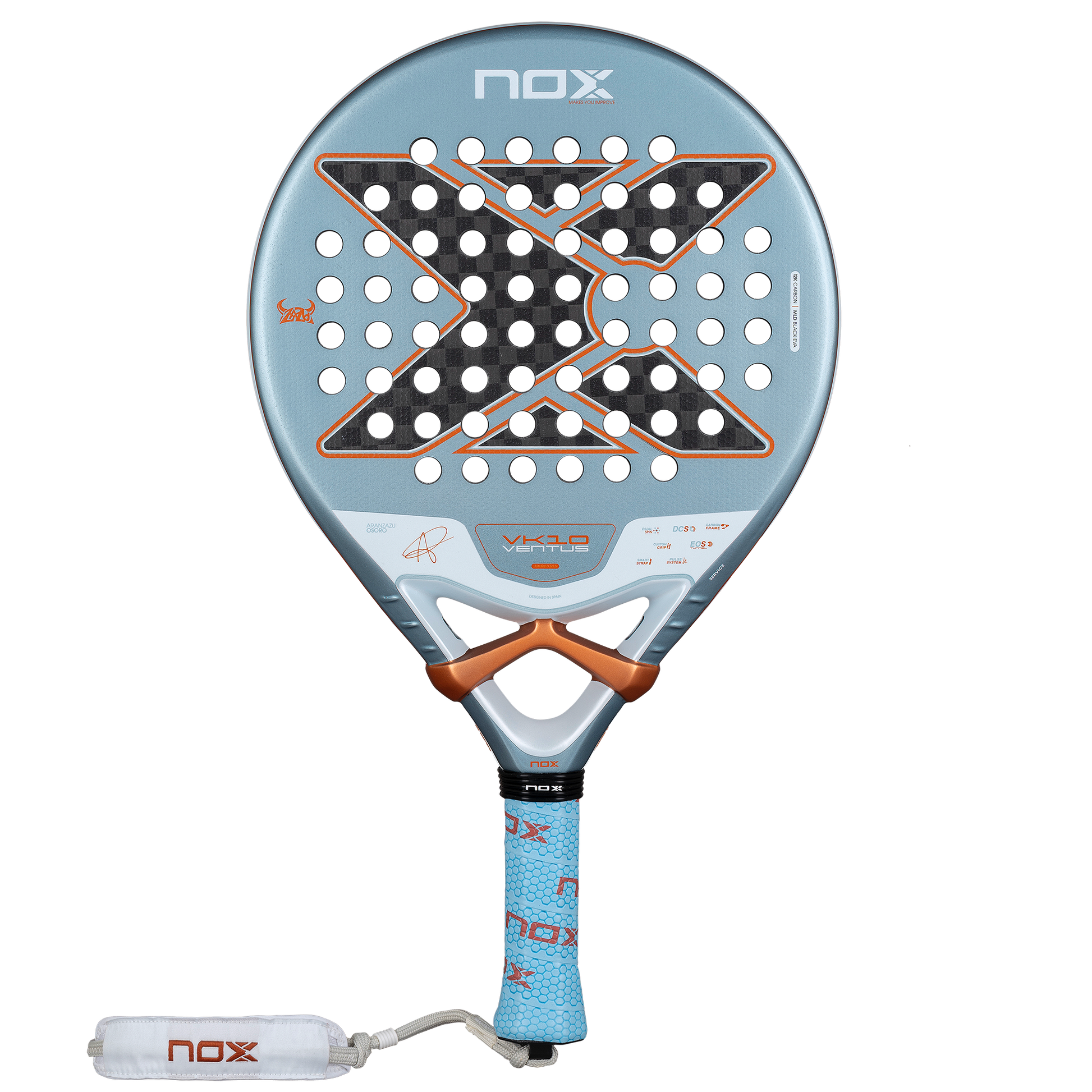 Straight, Front on image of the NOX VK10 Ventus CONTROL 12K  (2026) padel racket. Available at ThePadelShop.co.nz