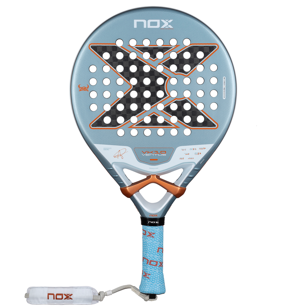 Straight, Front on image of the NOX VK10 Ventus CONTROL 12K  (2026) padel racket. Available at ThePadelShop.co.nz