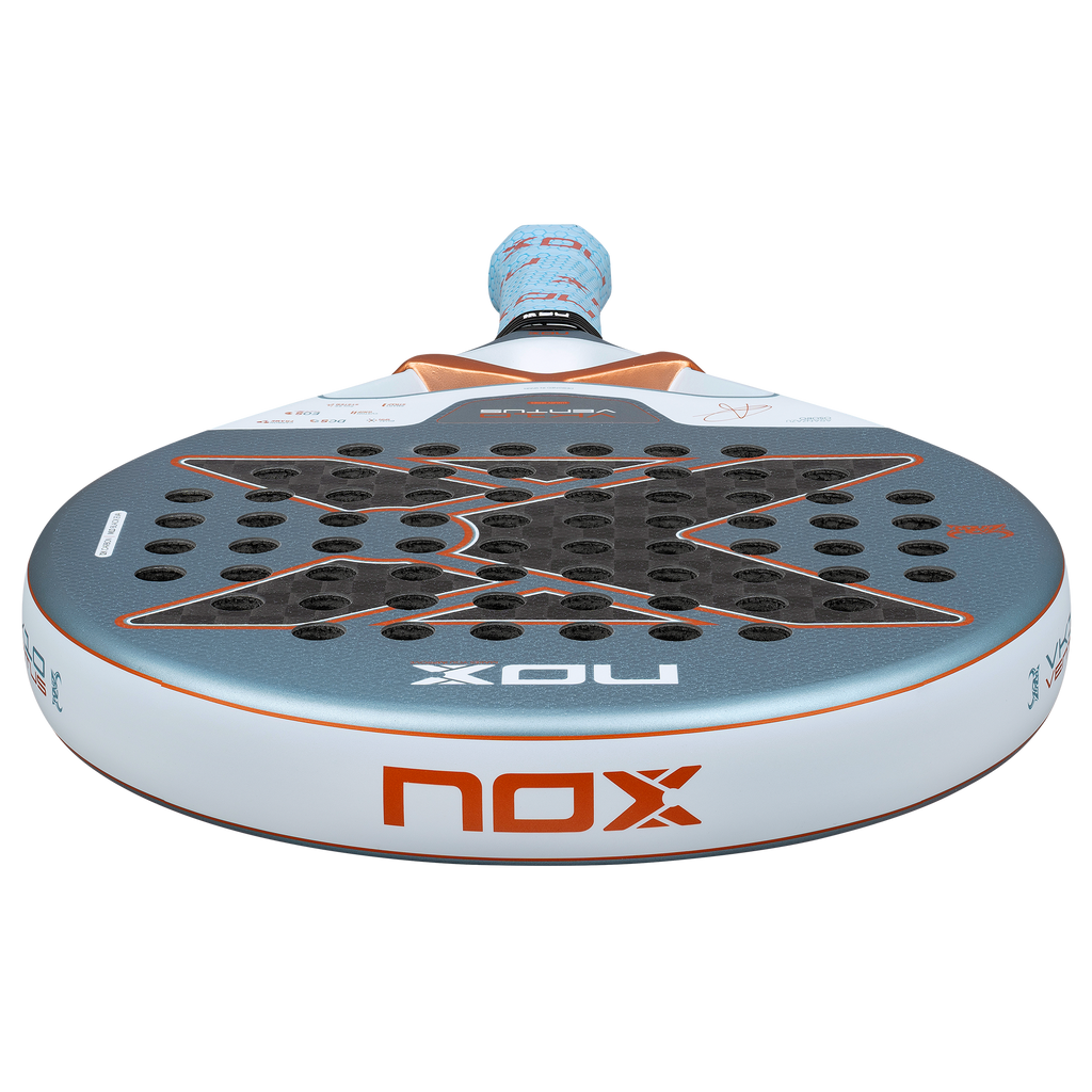 Flat-down birdseye view of the NOX VK10 Ventus CONTROL 12K  (2026) padel racket. Available at ThePadelShop.co.nz