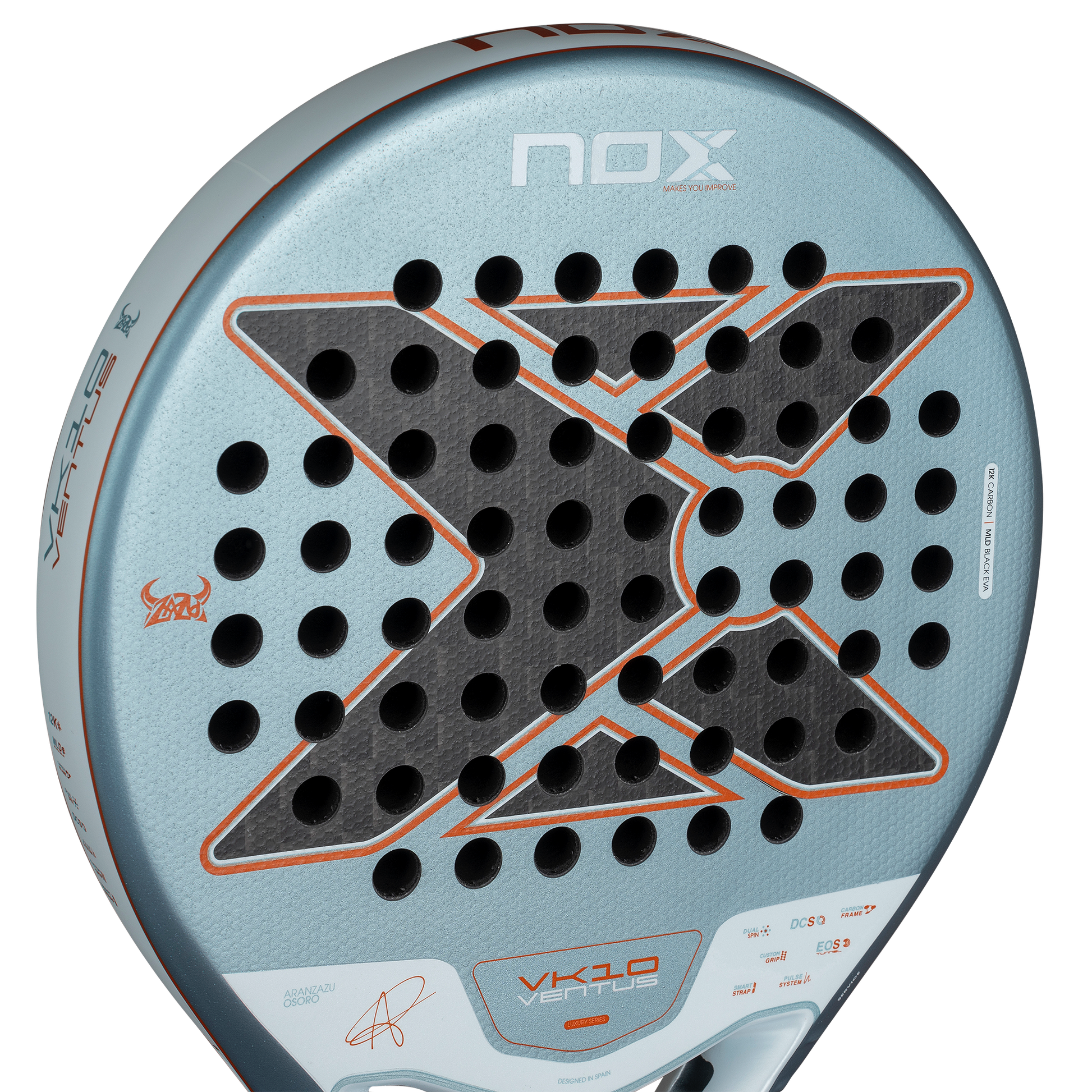 Upper section of the NOX VK10 Ventus CONTROL 12K  (2026) padel racket. Available at ThePadelShop.co.nz