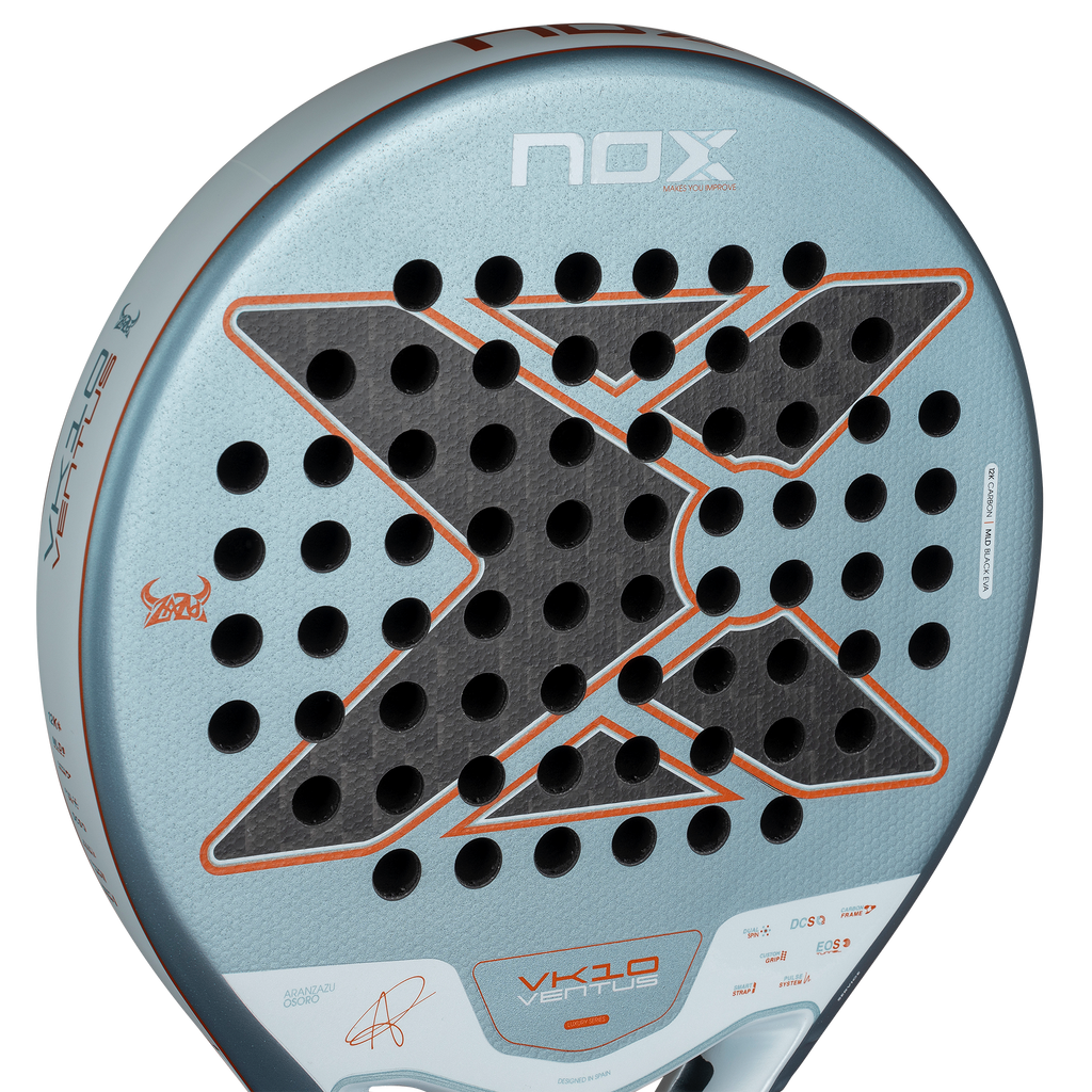 Upper section of the NOX VK10 Ventus CONTROL 12K  (2026) padel racket. Available at ThePadelShop.co.nz