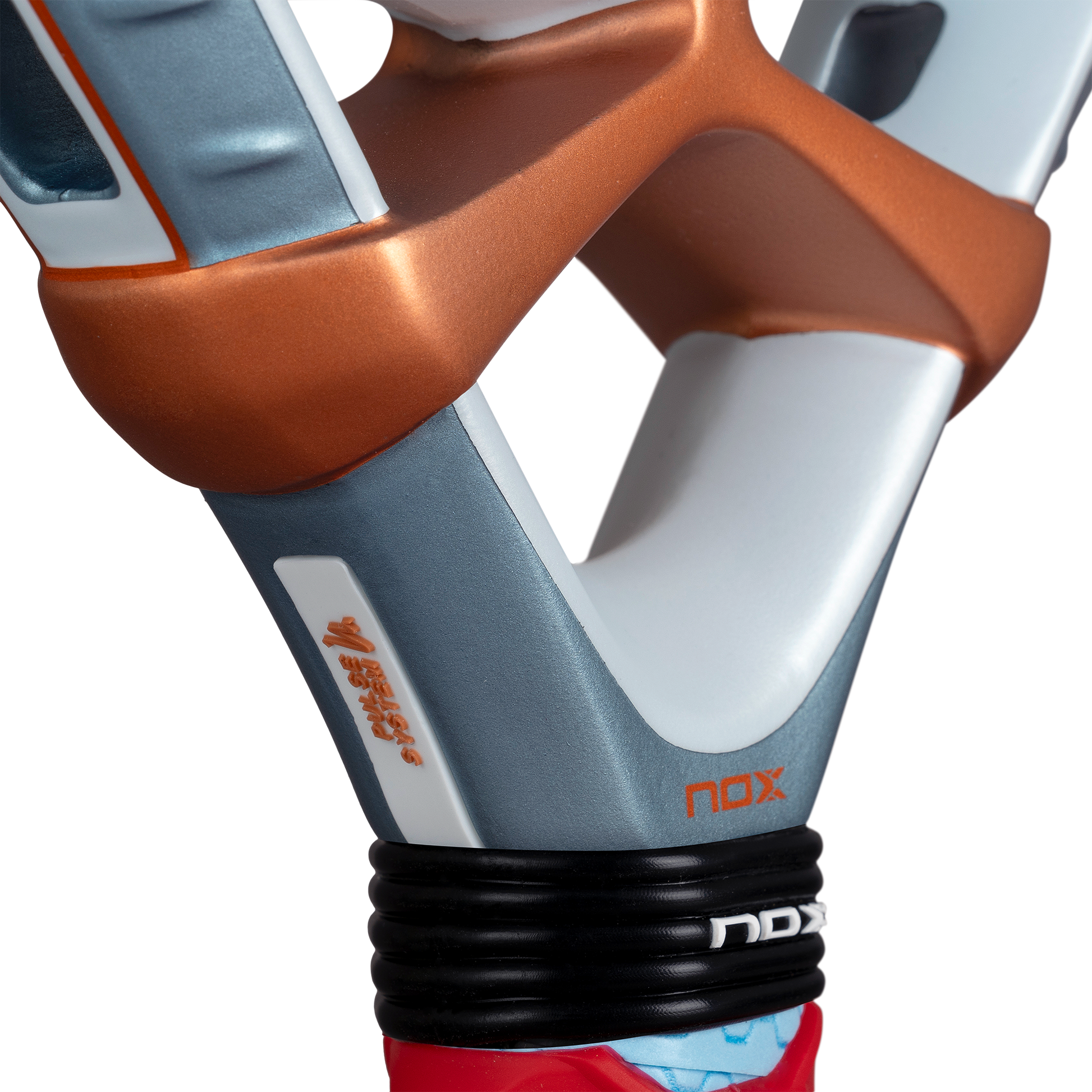 Neck of the NOX VK10 Ventus CONTROL 12K  (2026) padel racket. Available at ThePadelShop.co.nz