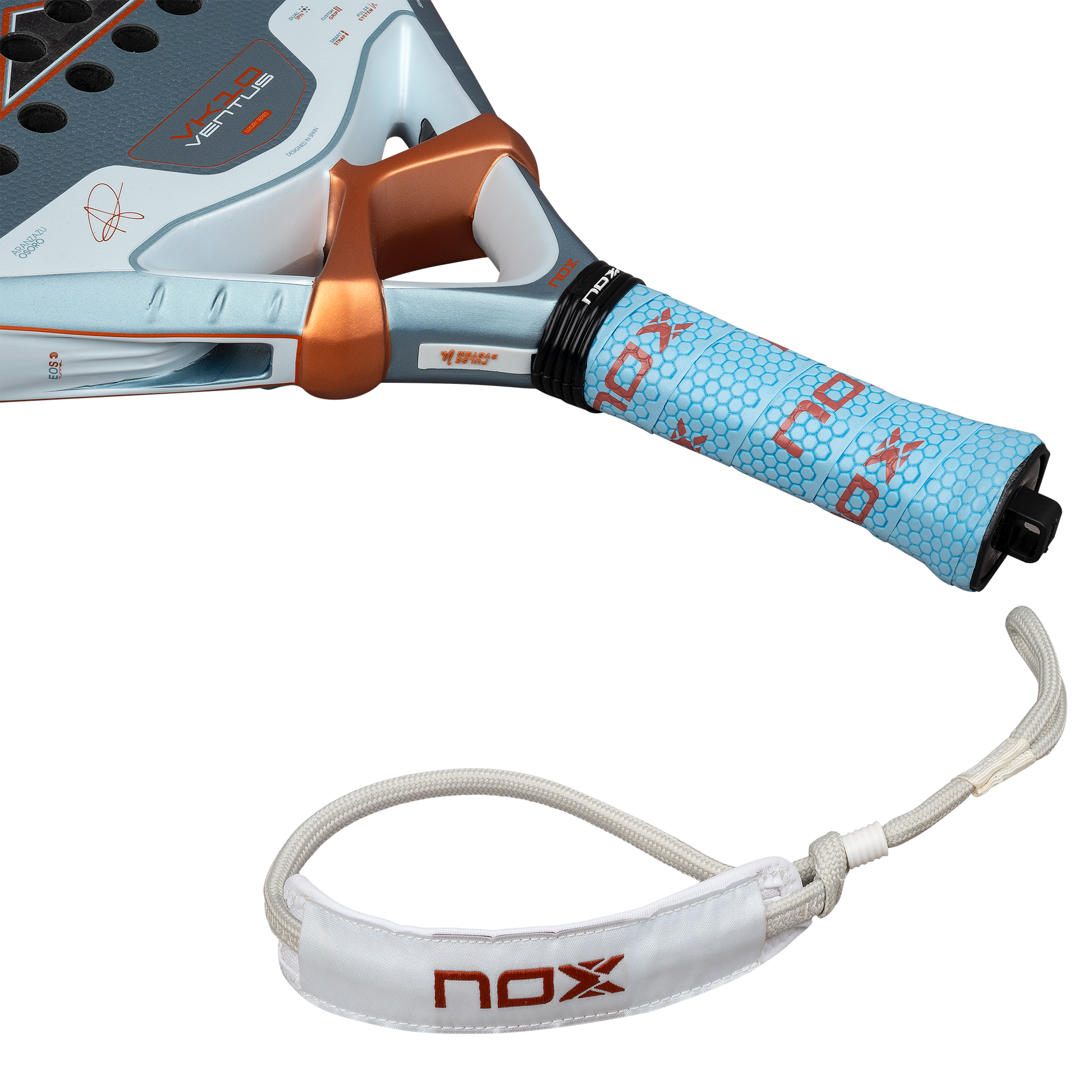 Strap of the NOX VK10 Ventus CONTROL 12K  (2026) padel racket. Available at ThePadelShop.co.nz