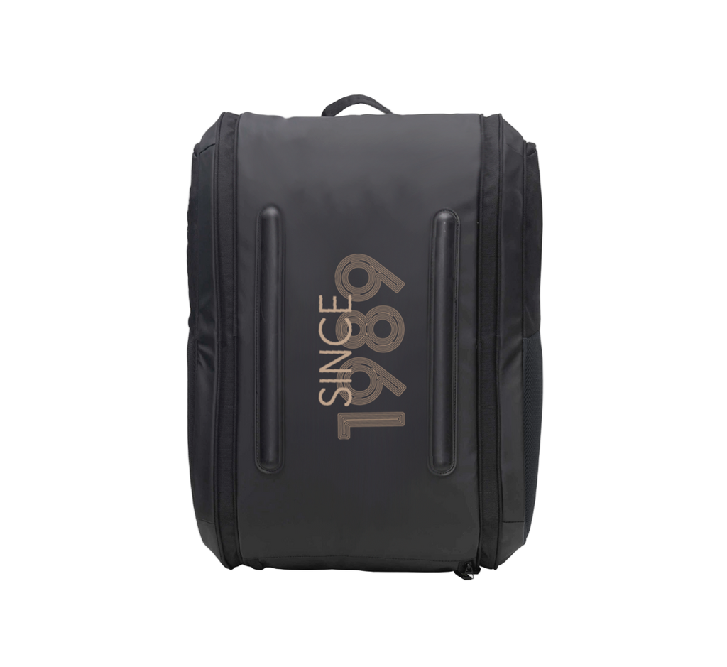 Bottom of the bag image of the Brown and Black SANE Pro Elegance padel racket bag available now in New Zealand from ThePadelShop.co.nz