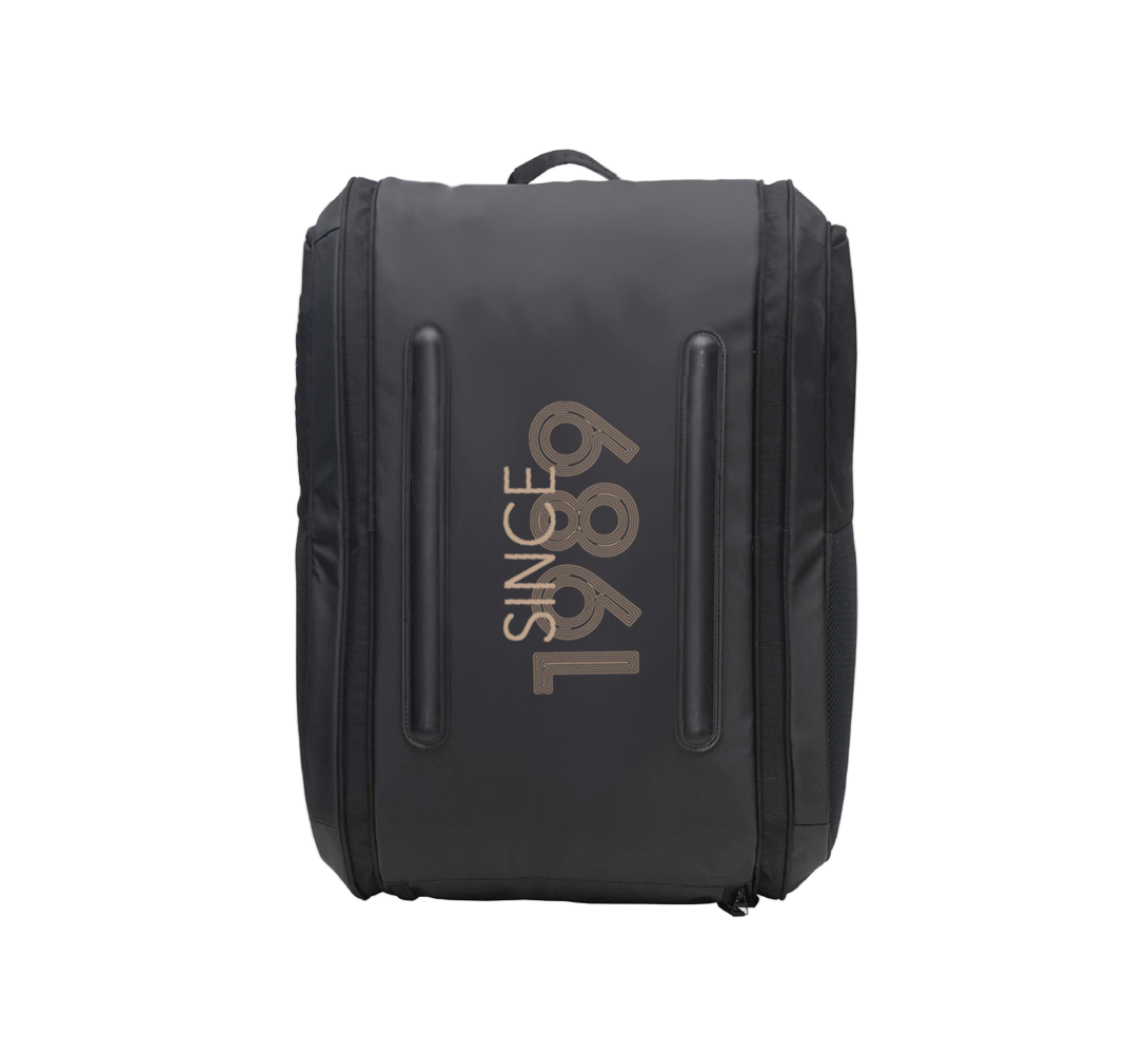Bottom of the bag image of the Brown and Black SANE Pro Elegance padel racket bag available now in New Zealand from ThePadelShop.co.nz