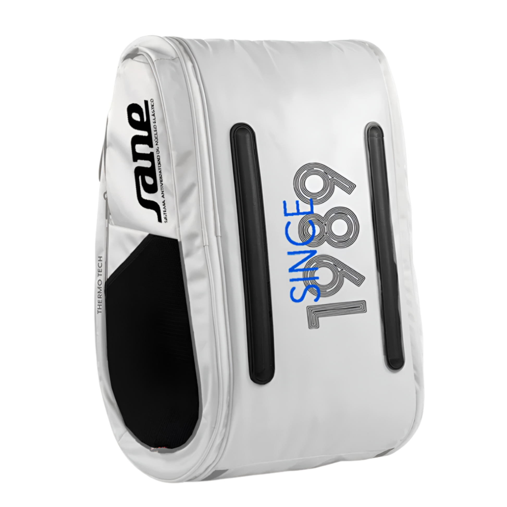 Bottom image of the SANE Pro Sport padel Bag - blue and White