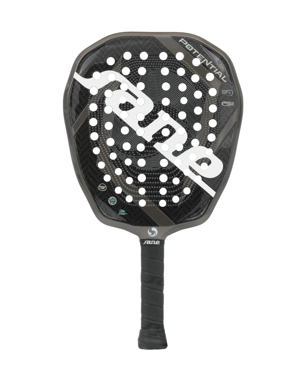 Front Image of the SANE Potential Intermediate Edition Padel Rackets now available in New Zealand from ThePadelShop.co.nz
